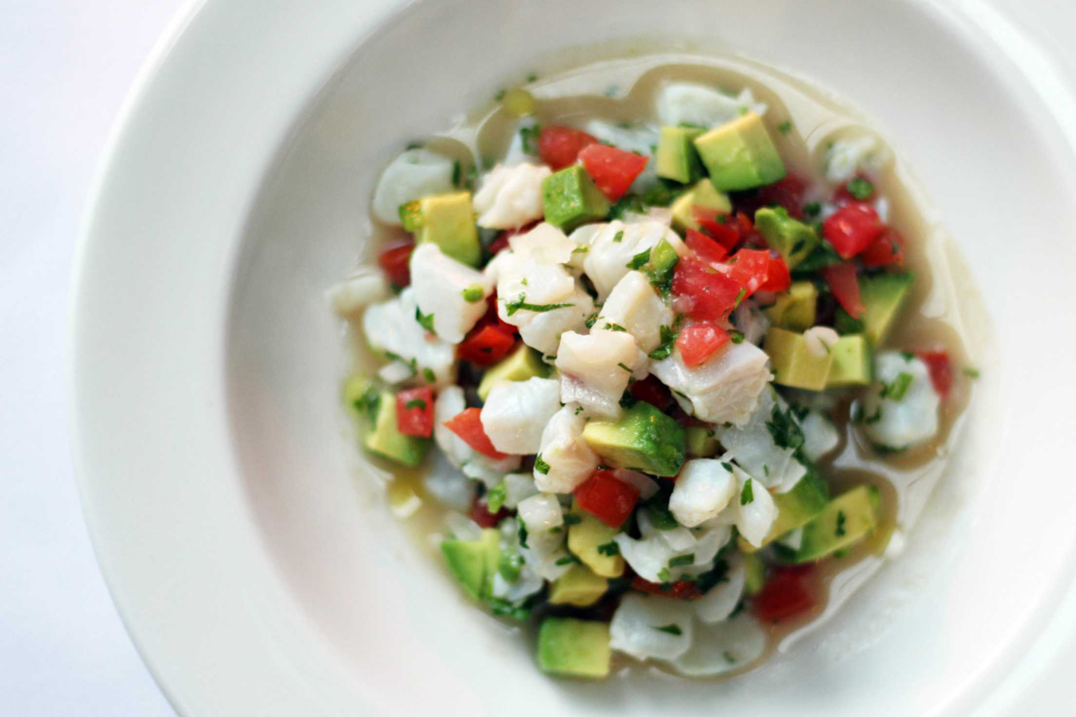 halibut ceviche a la Mexicana with avocado at Cala in San Francisco, picture