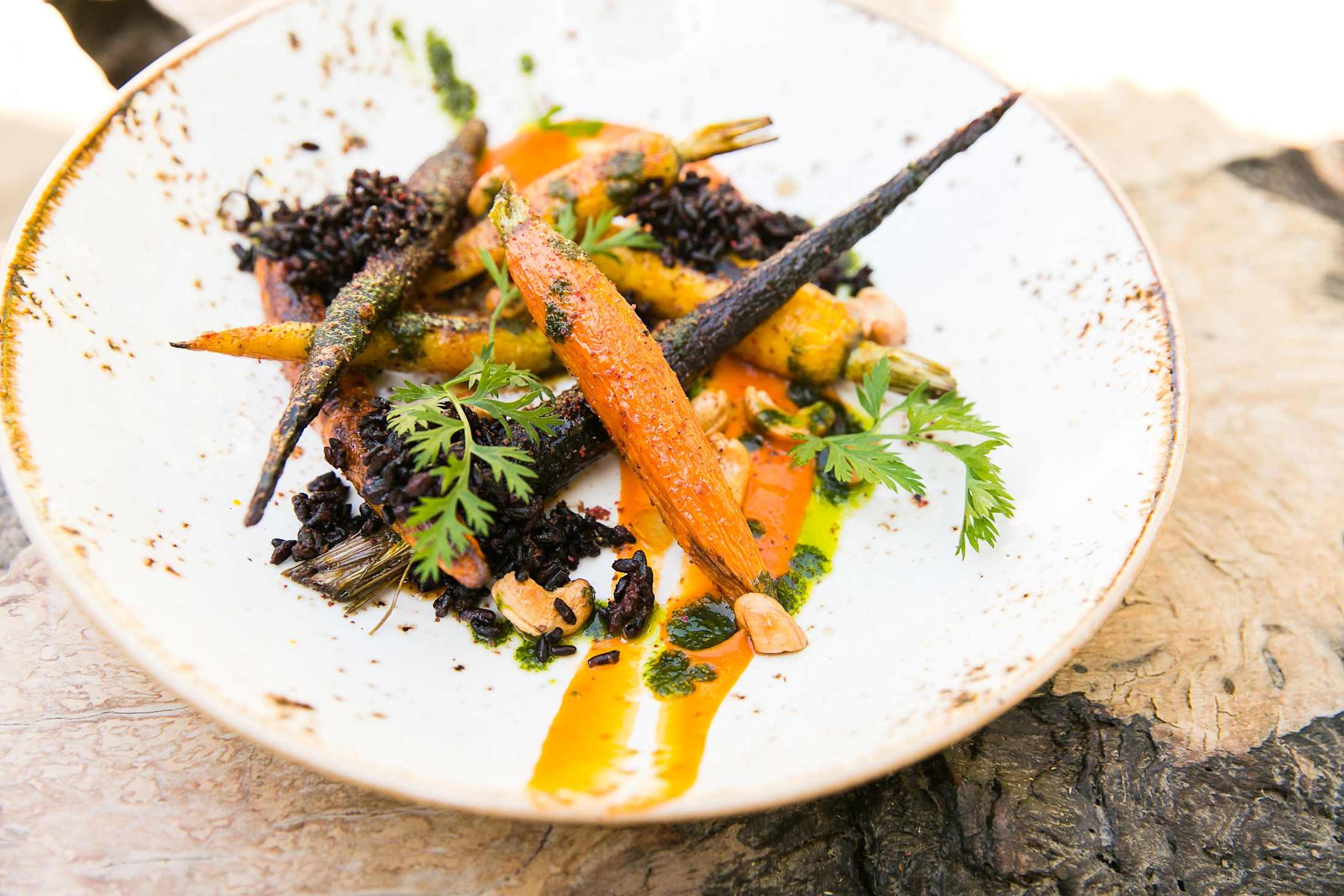 Sur House carrots with forbidden rice in Big Sur, California, picture