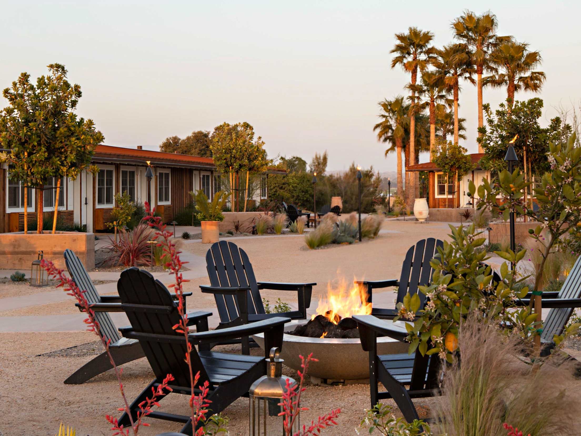Skyview hotel's fire pit in Los Alamos, CA