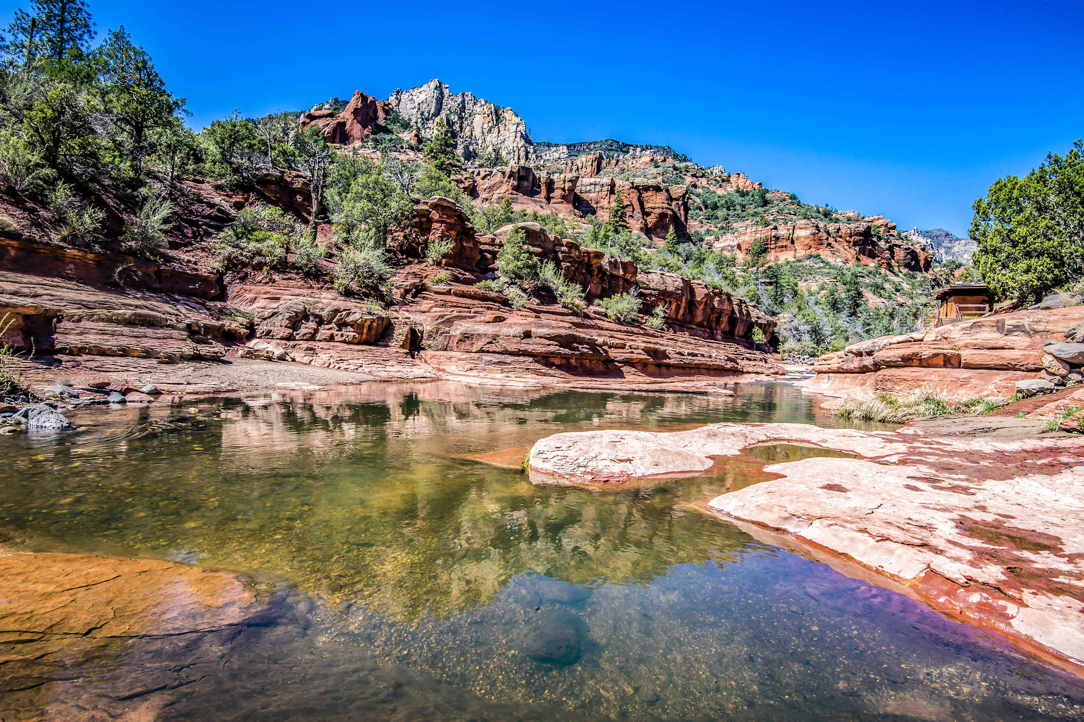 Oak Creek with Slide Rock in the background.