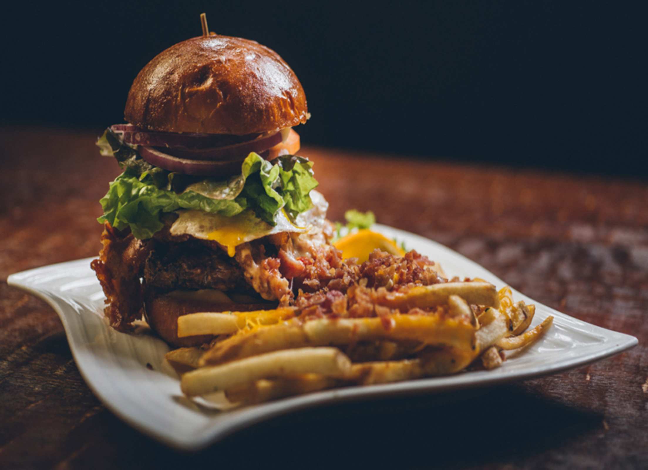 one of the massive burgers at Yaks on the 5 in Dunsmuir, California, picture