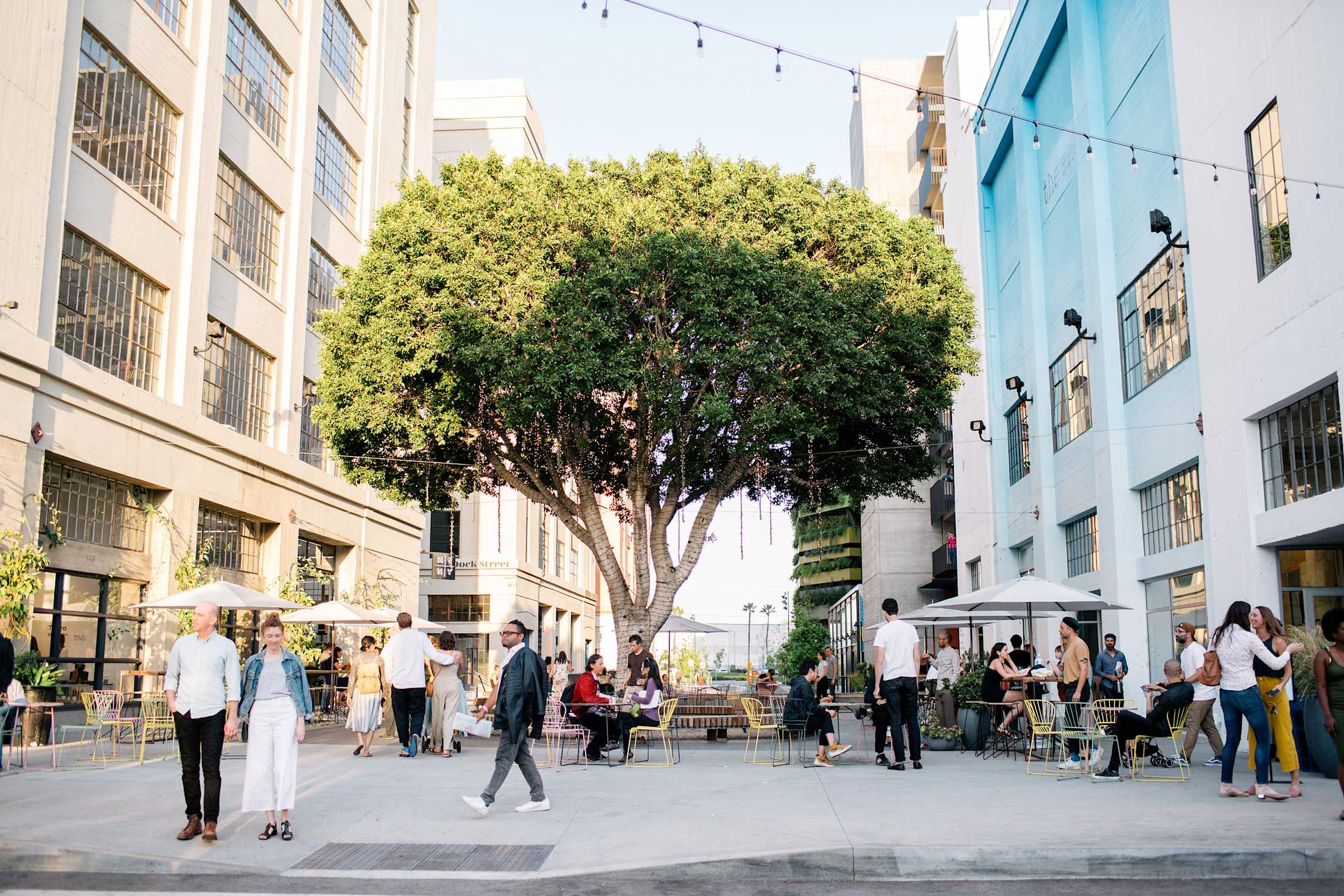 People mingle in the Row DTLA courtyard, image