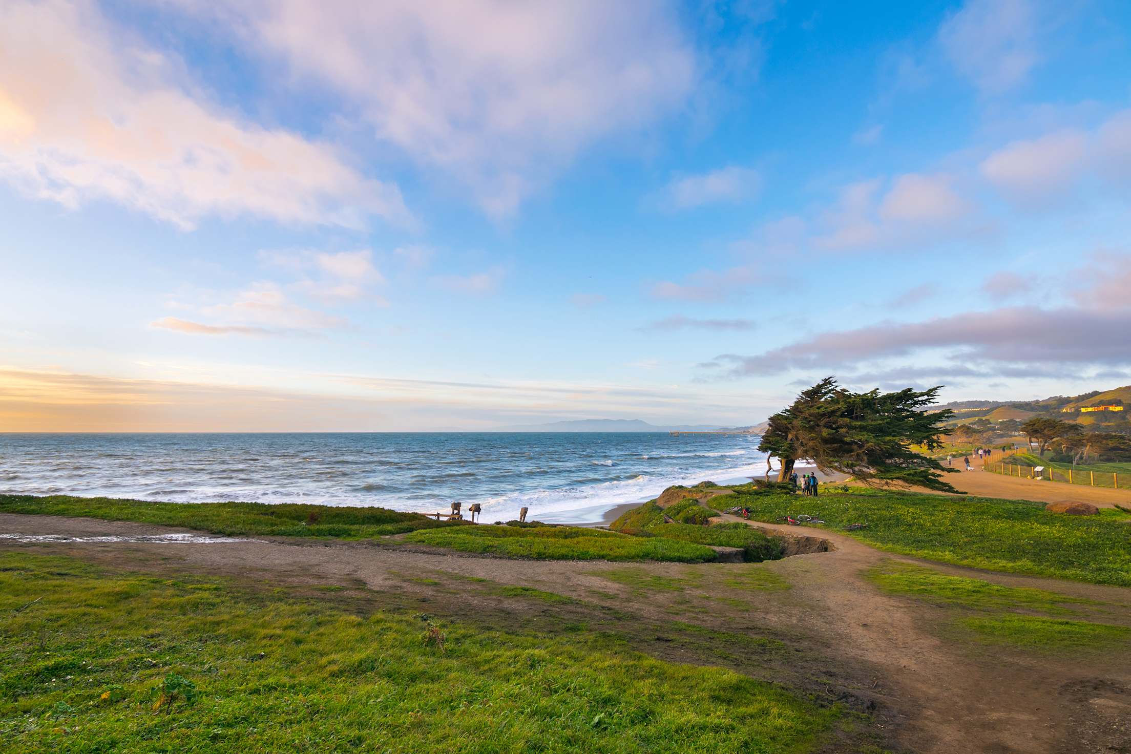 Sunset view from Morio Point along the Pacific Coast in Pacifica, California, photo