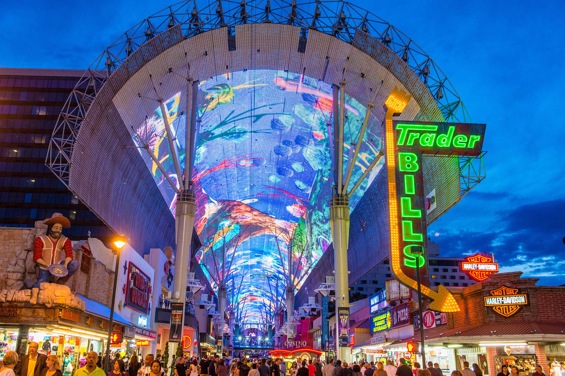 Crowded Fremont Street Experience at night, photo