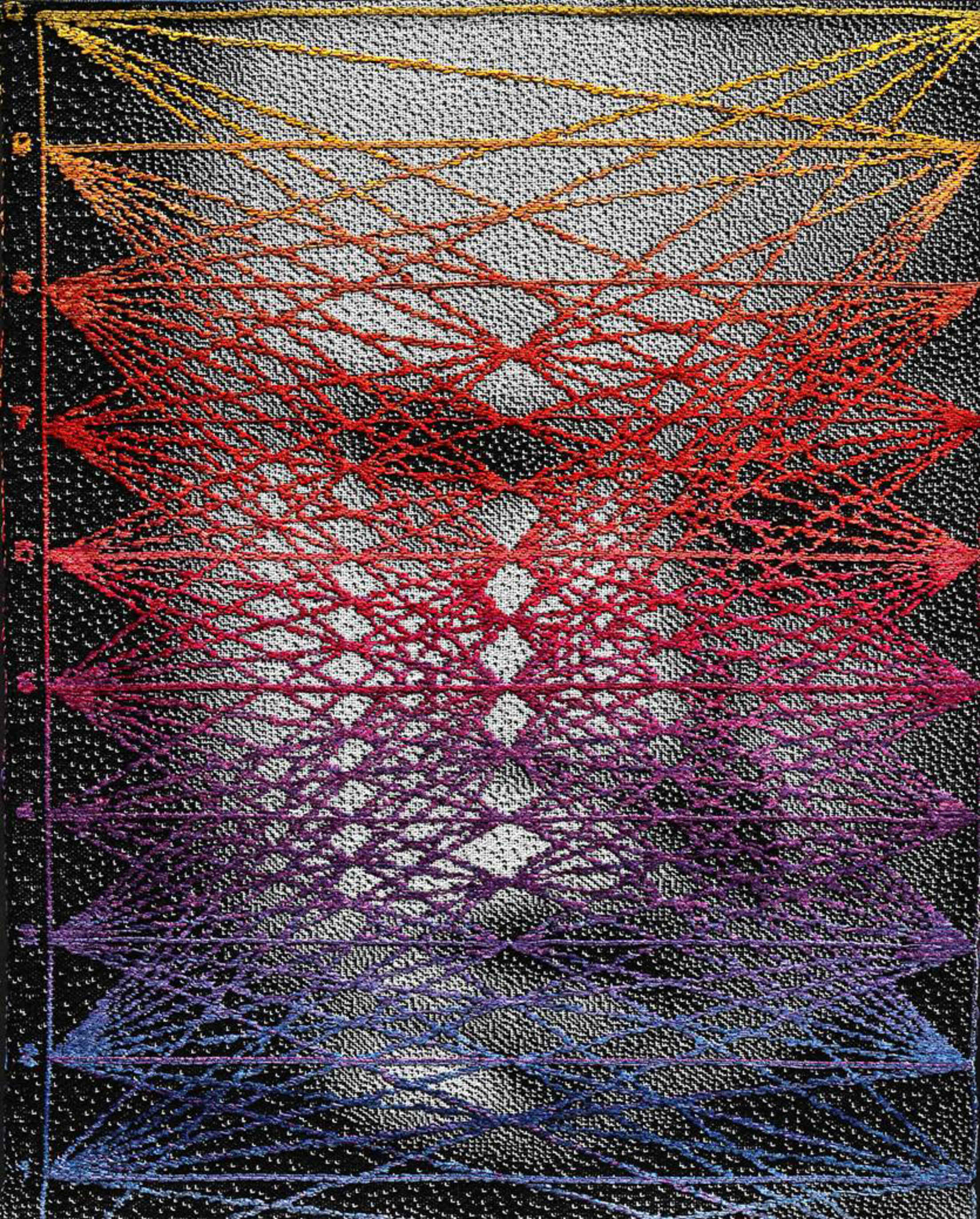 closeup of a quilt at the San Jose Museum of Quilts & Textiles in California, picture