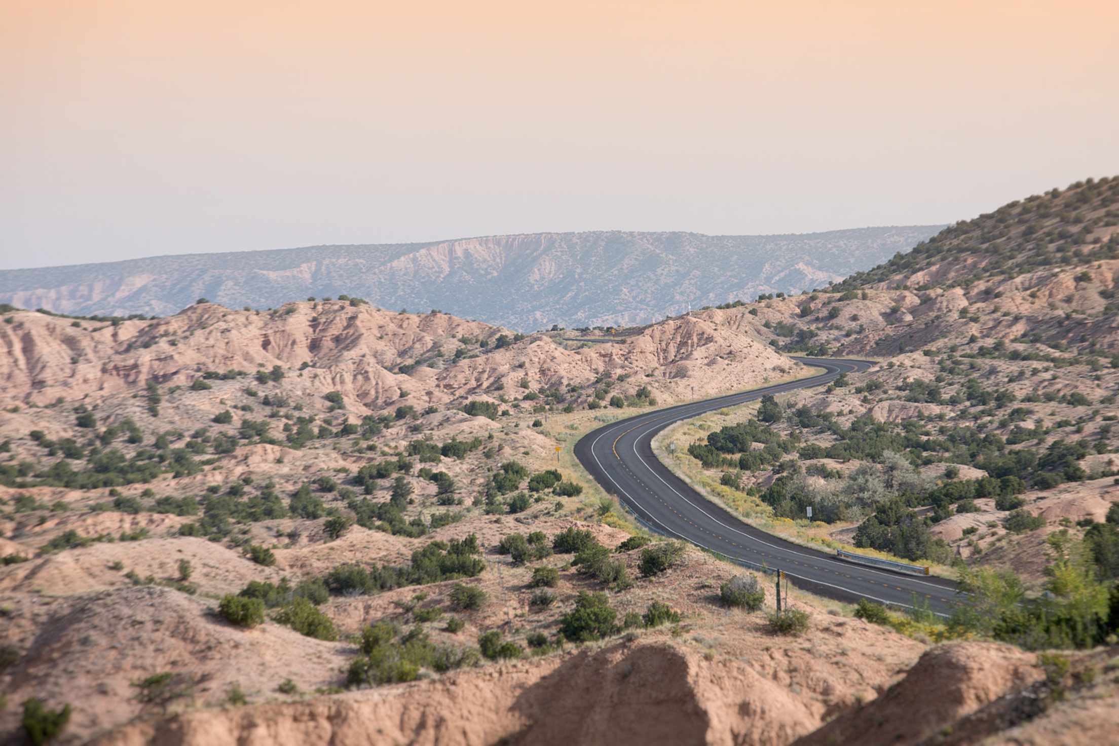 a scenic desert vista from the High Road to Taos, New Mexico