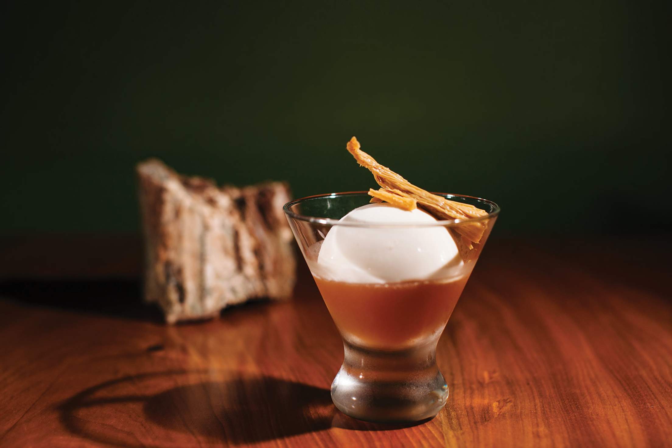 tofu cheesecake in peach jelly served at Sybaris Bistro in Albany, Oregon, picture