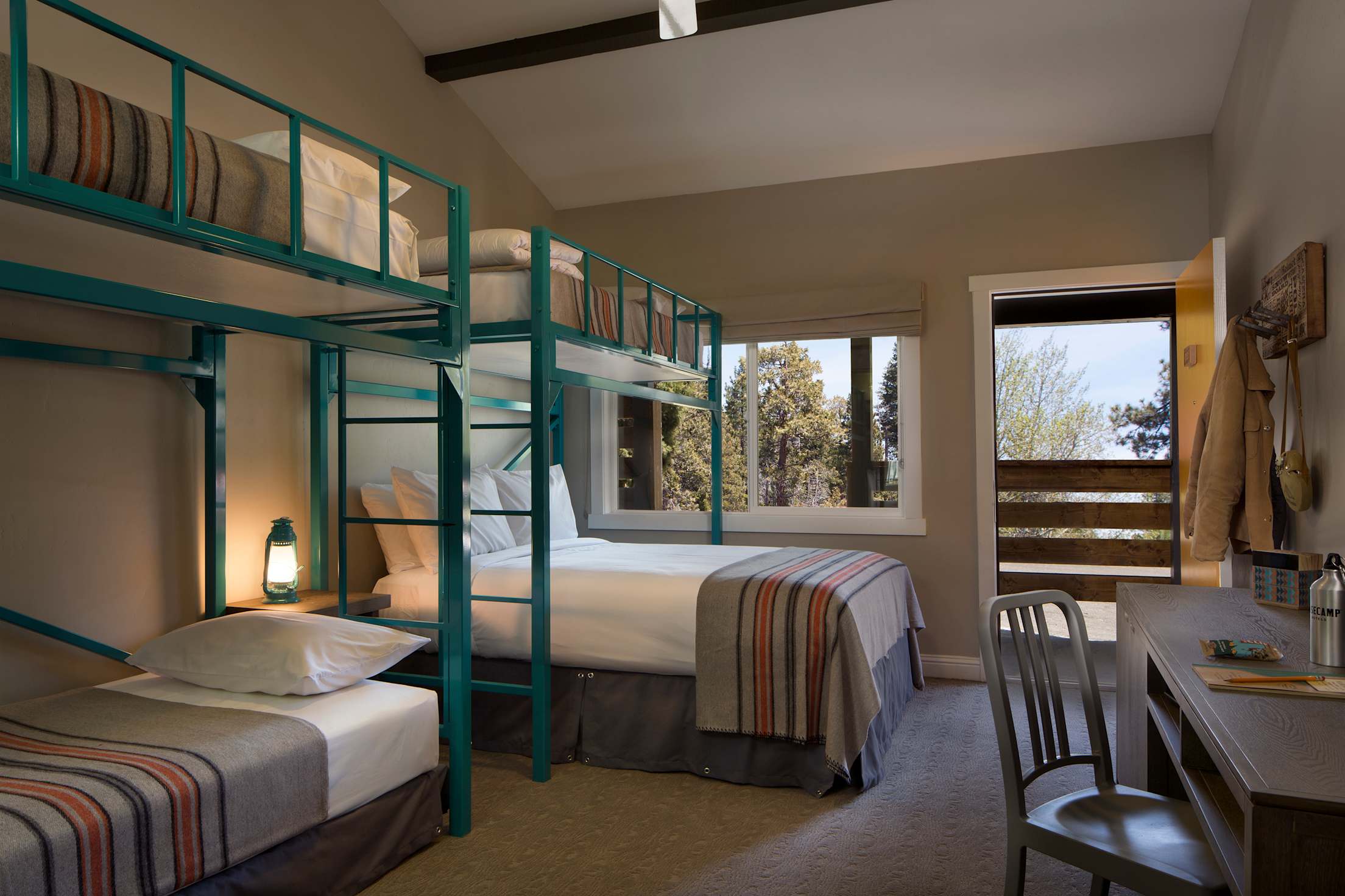 North Lake Tahoe family room with bunk beds at Basecamp Hotels booked through AAA