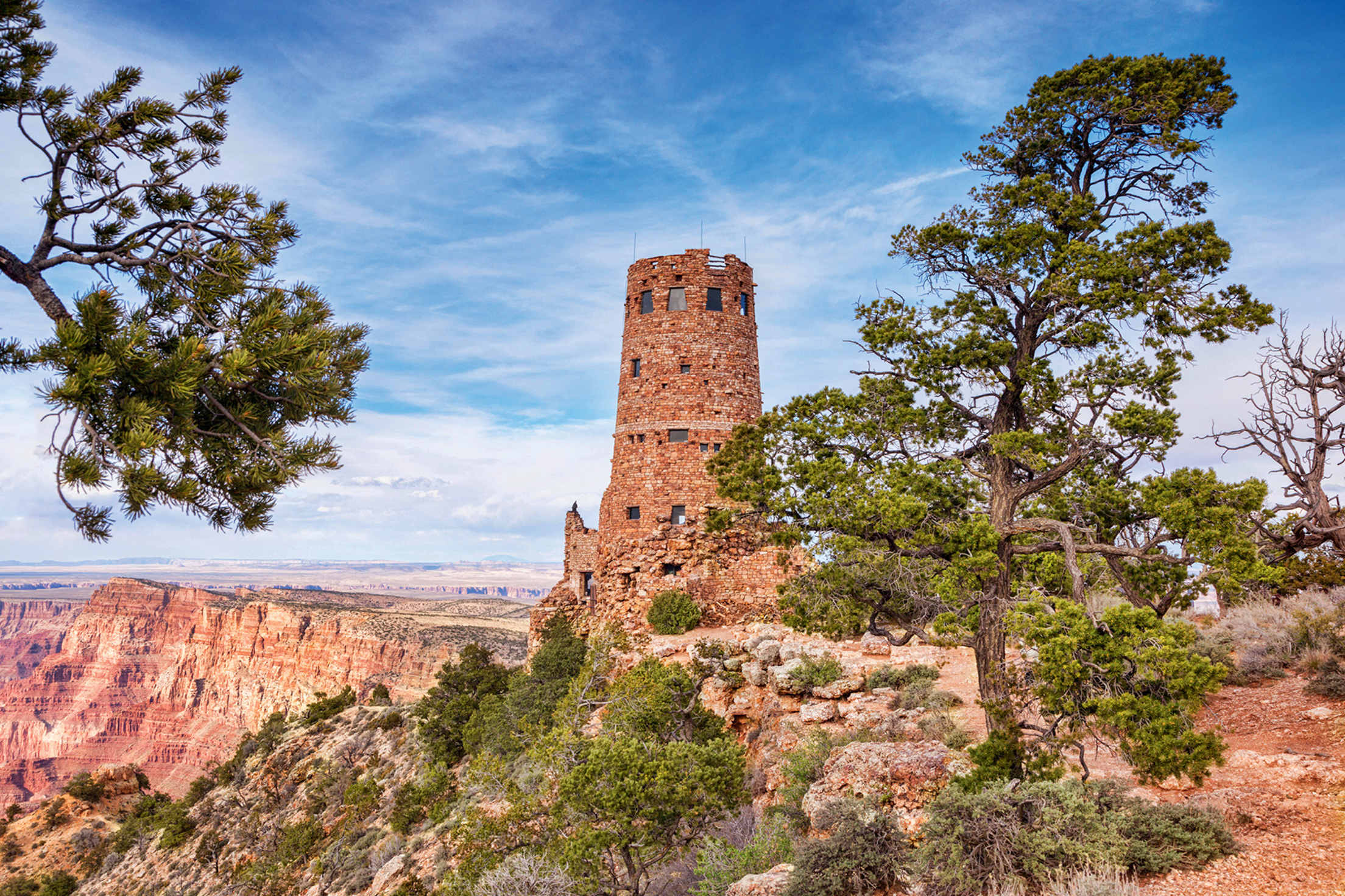 Desert View Watchtower exterior inside Grand Canyon National Park, Arizona