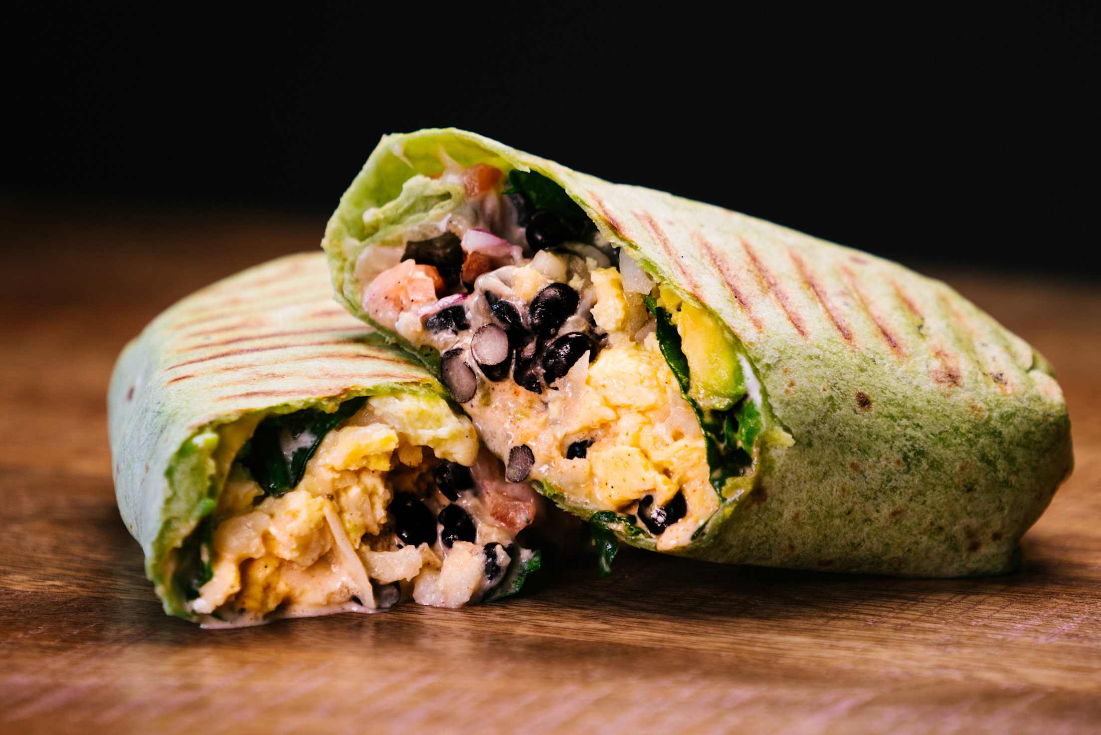 vegetarian breakfast burrito served at Yak's in Dunsmuir, California