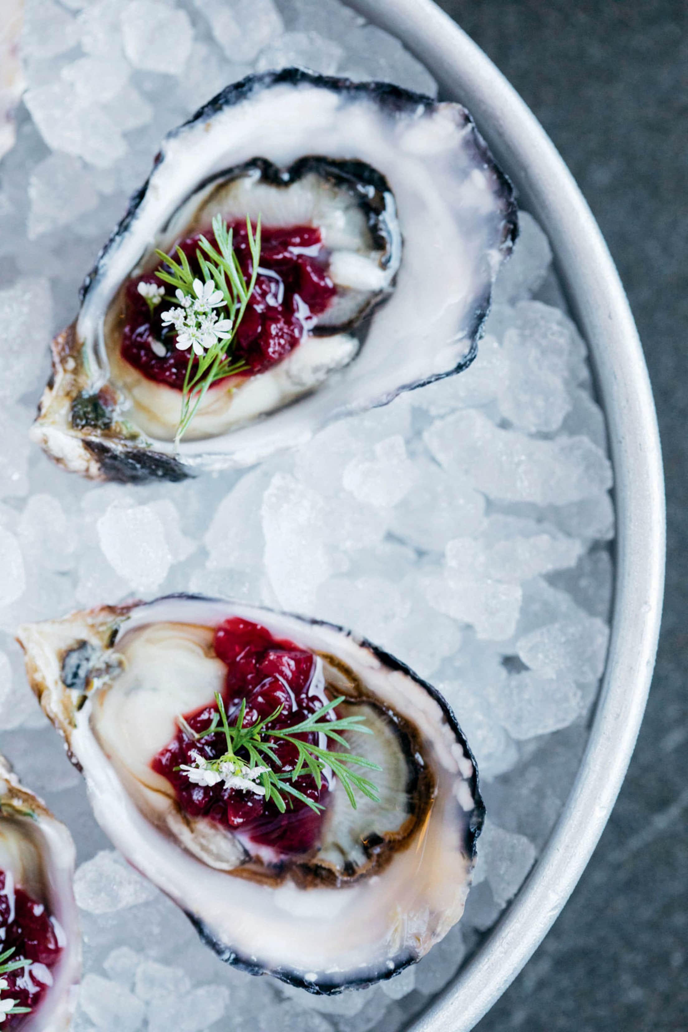 Oysters on ice from Chelsea Farms.