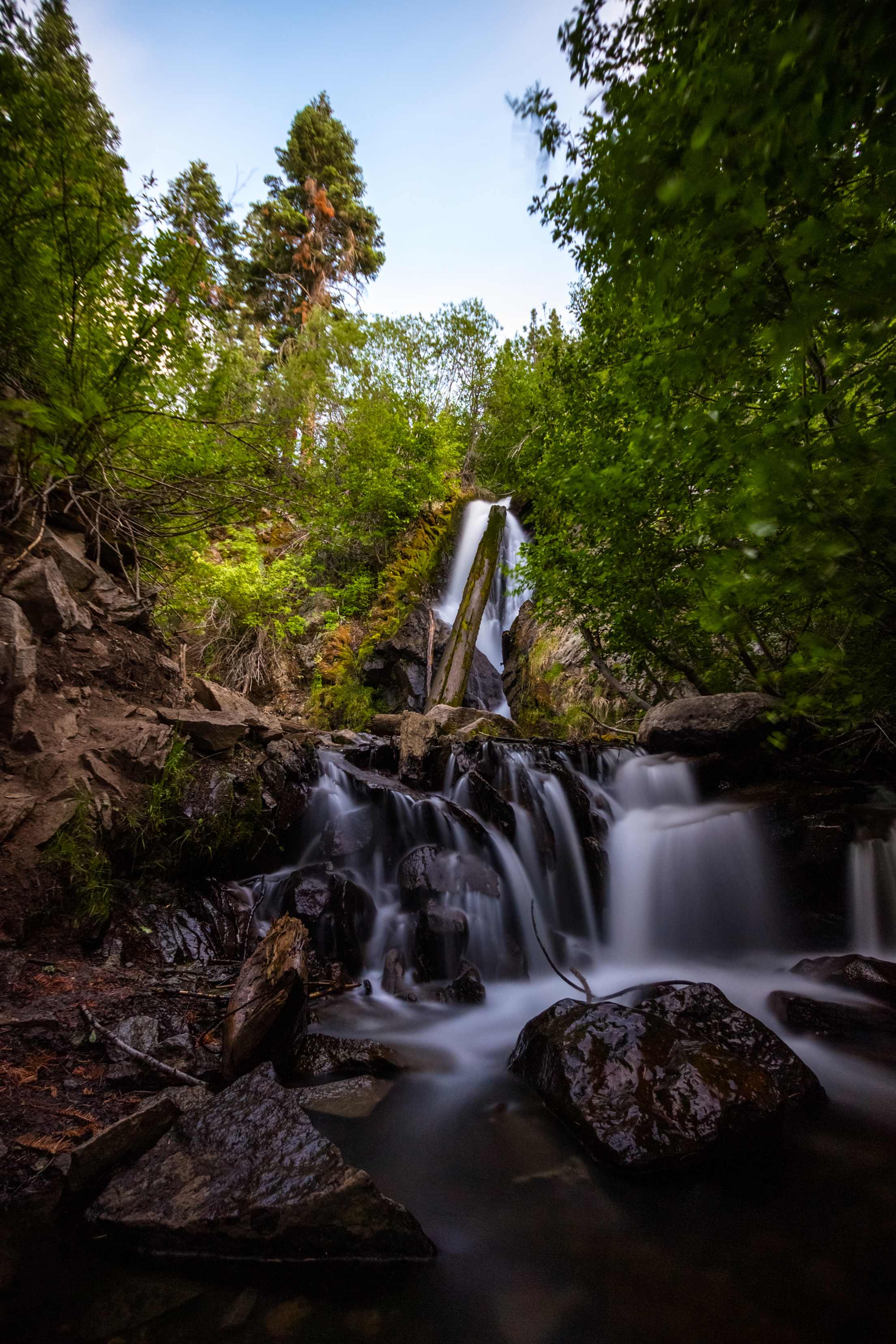 Hunter Creek Falls at sunset.