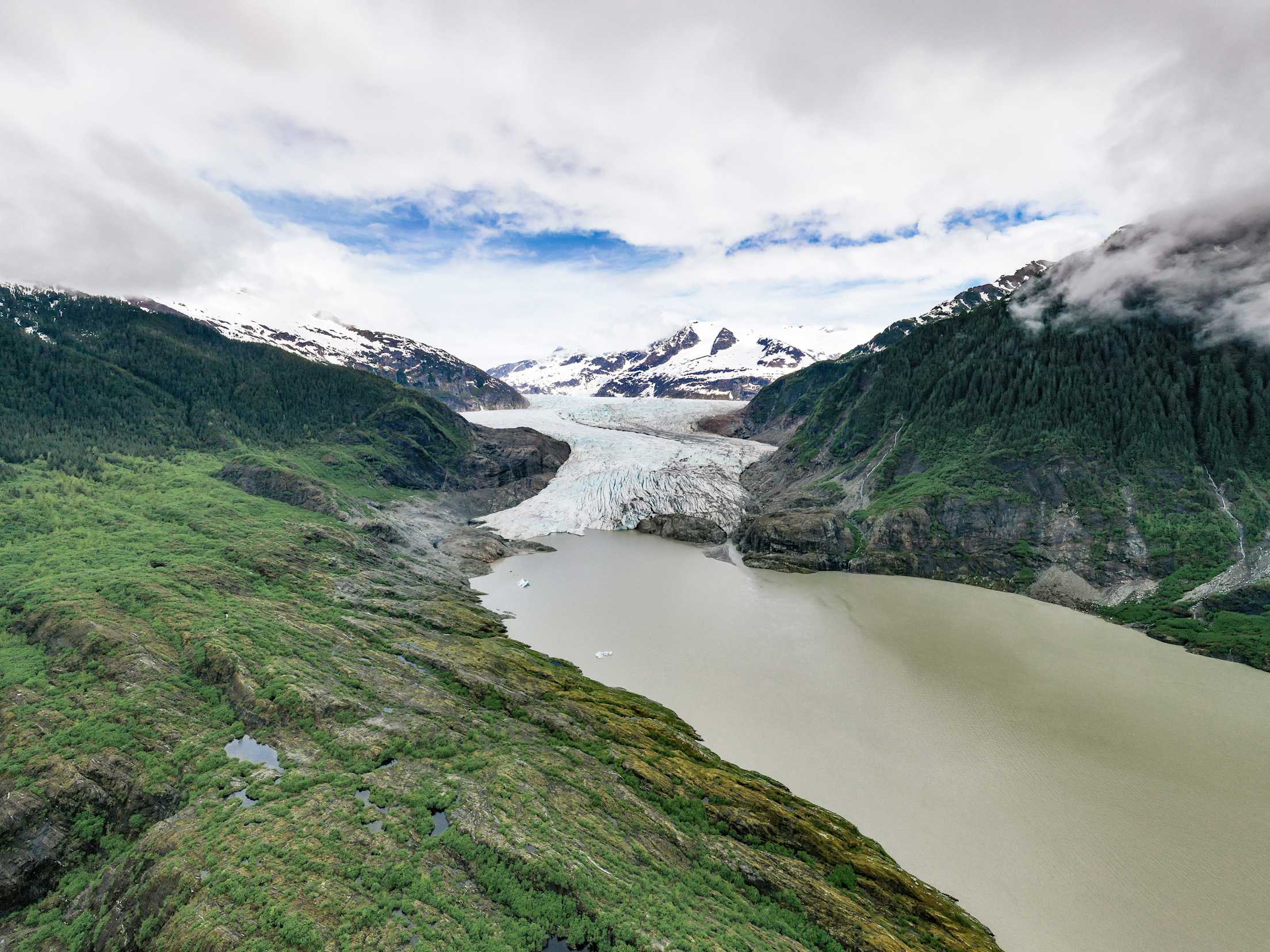 Mendenhall Glacier seen from a drone.
