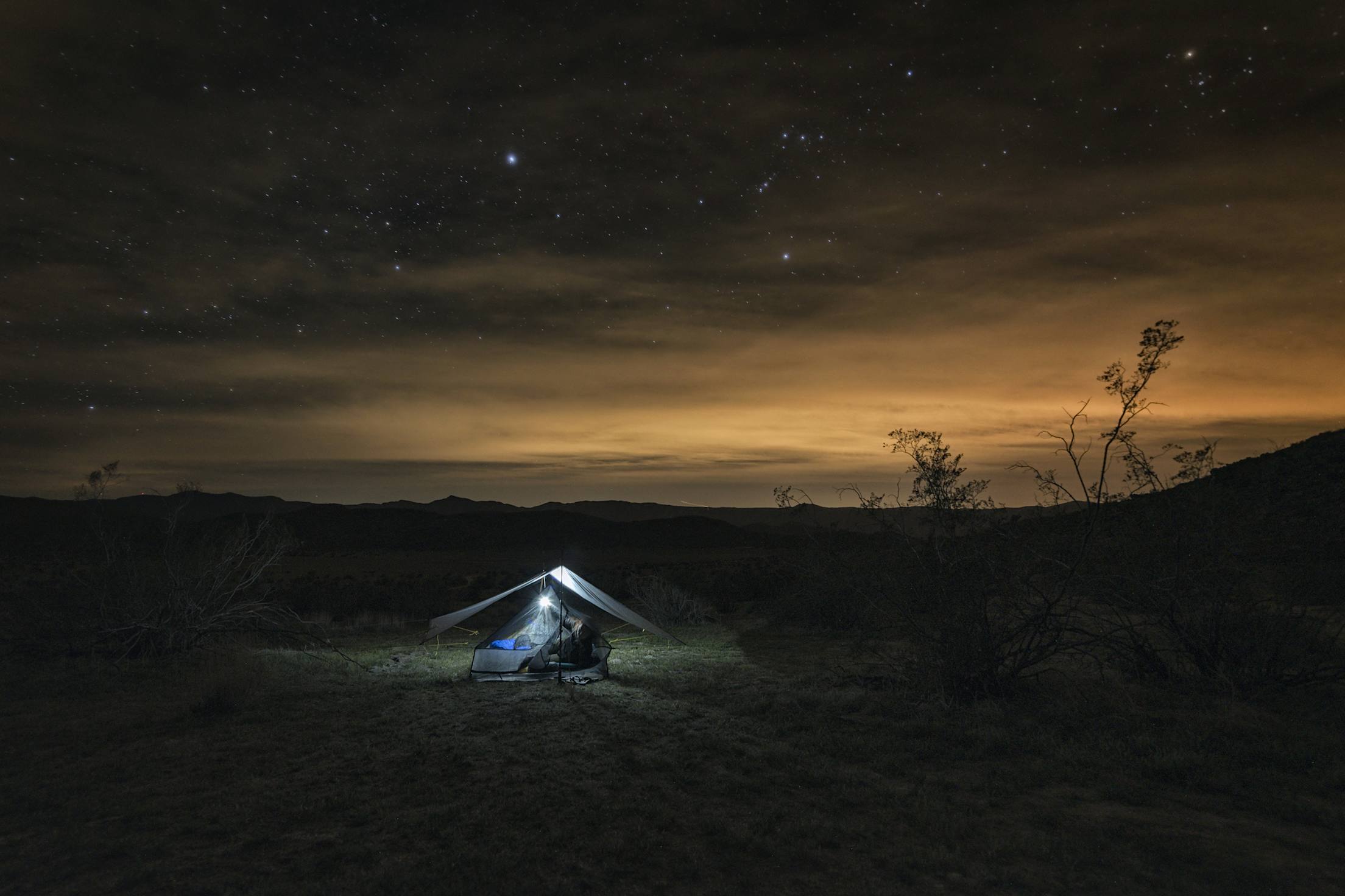 a camping tent at night in Anza Borrego Desert State Park, picture