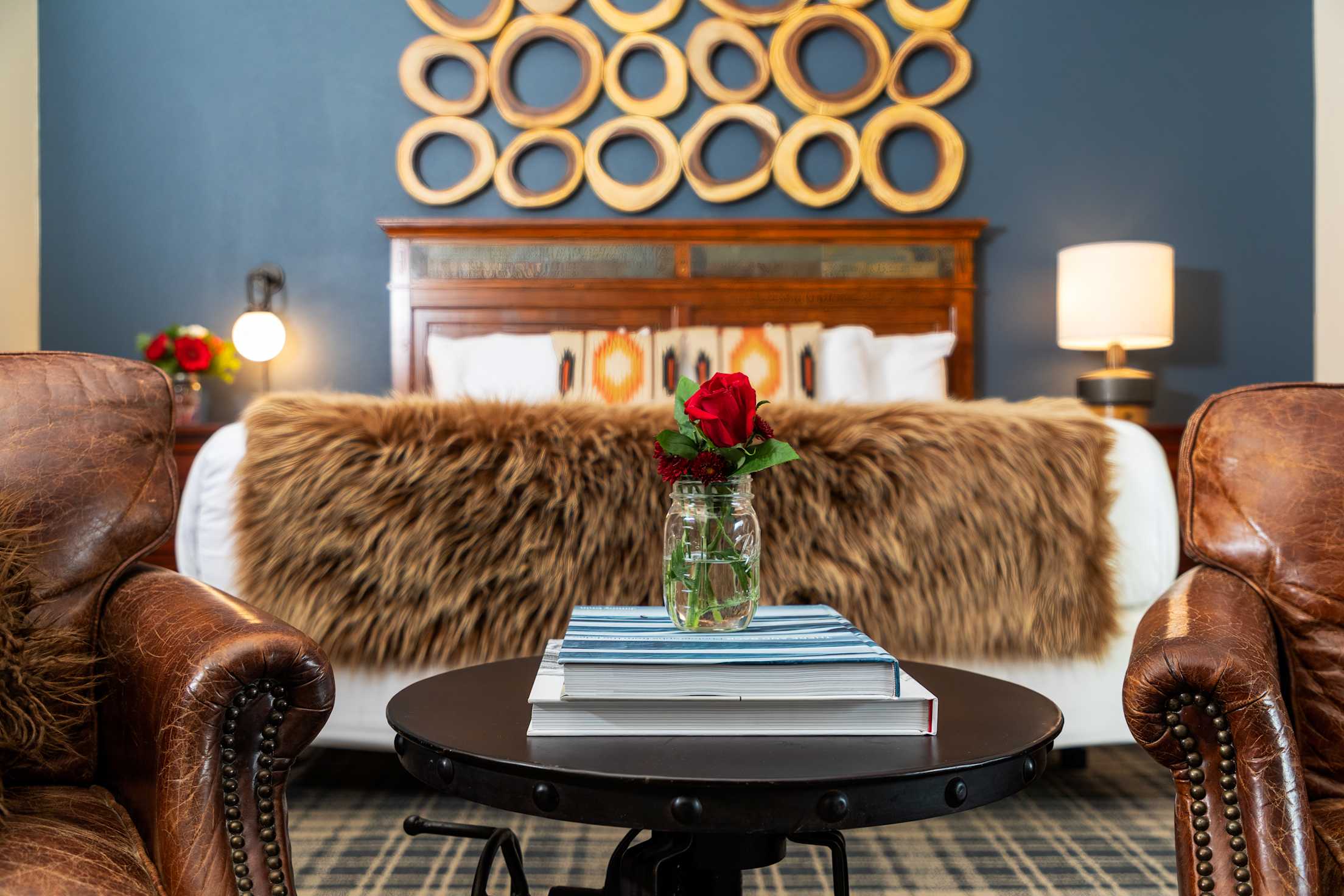 A cowboy-chic room at the Sierra Nevada Resort in Mammoth, California. 
