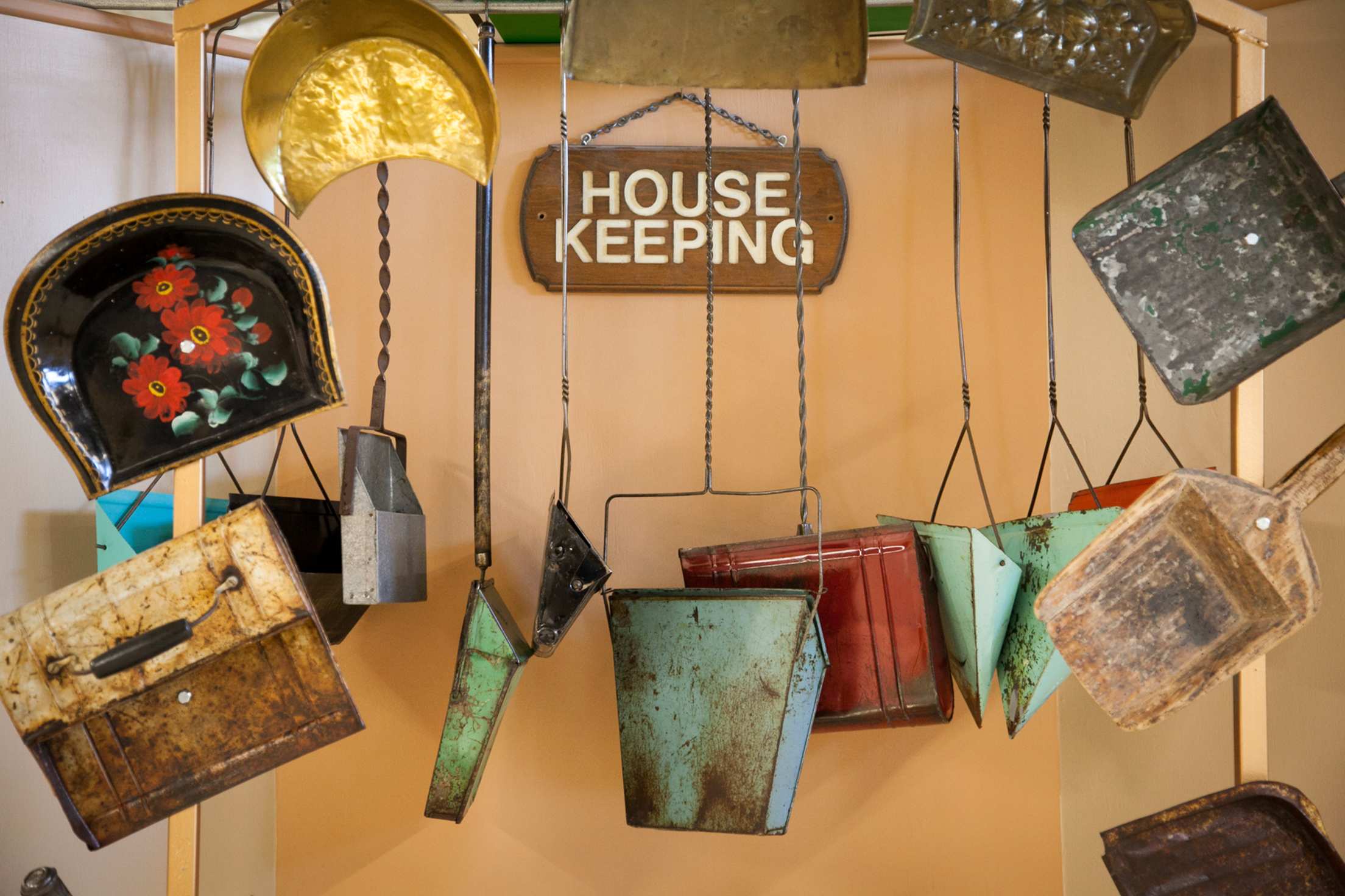 Dustpans inside the Museum of Clean.