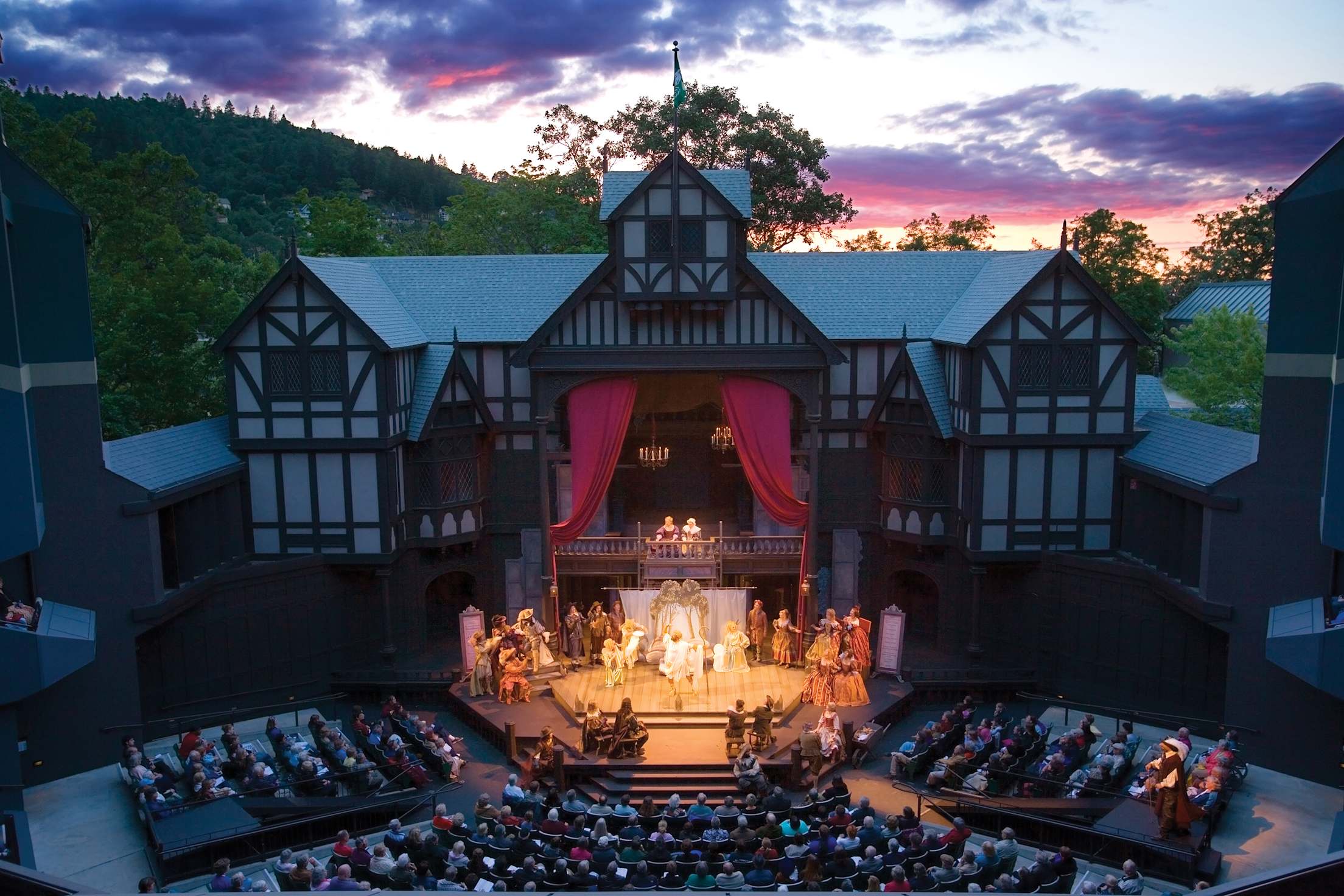 a play is put on at a beautiful outdoor theater 