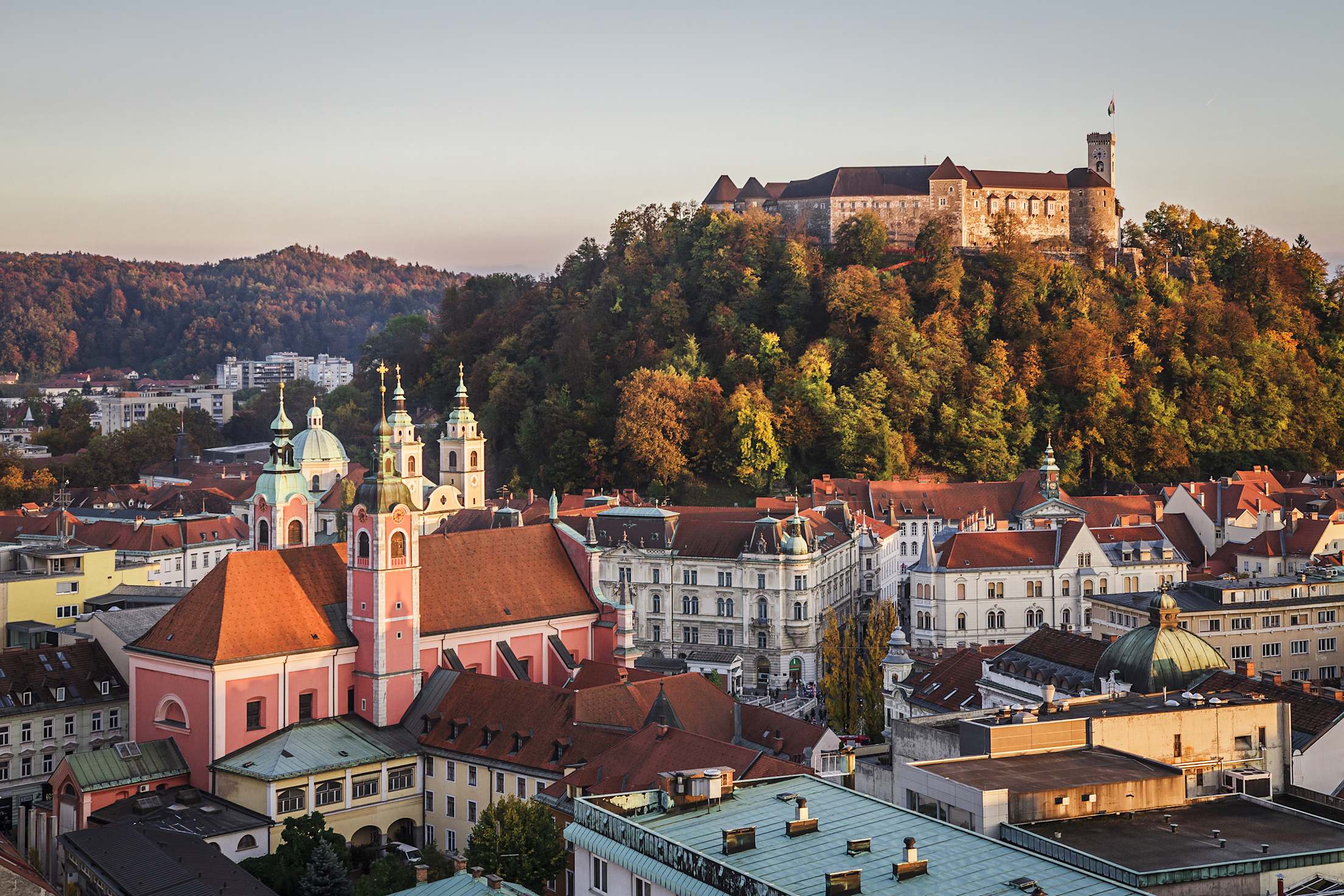 Ljubljana Castle in Slovenia on a clear day.