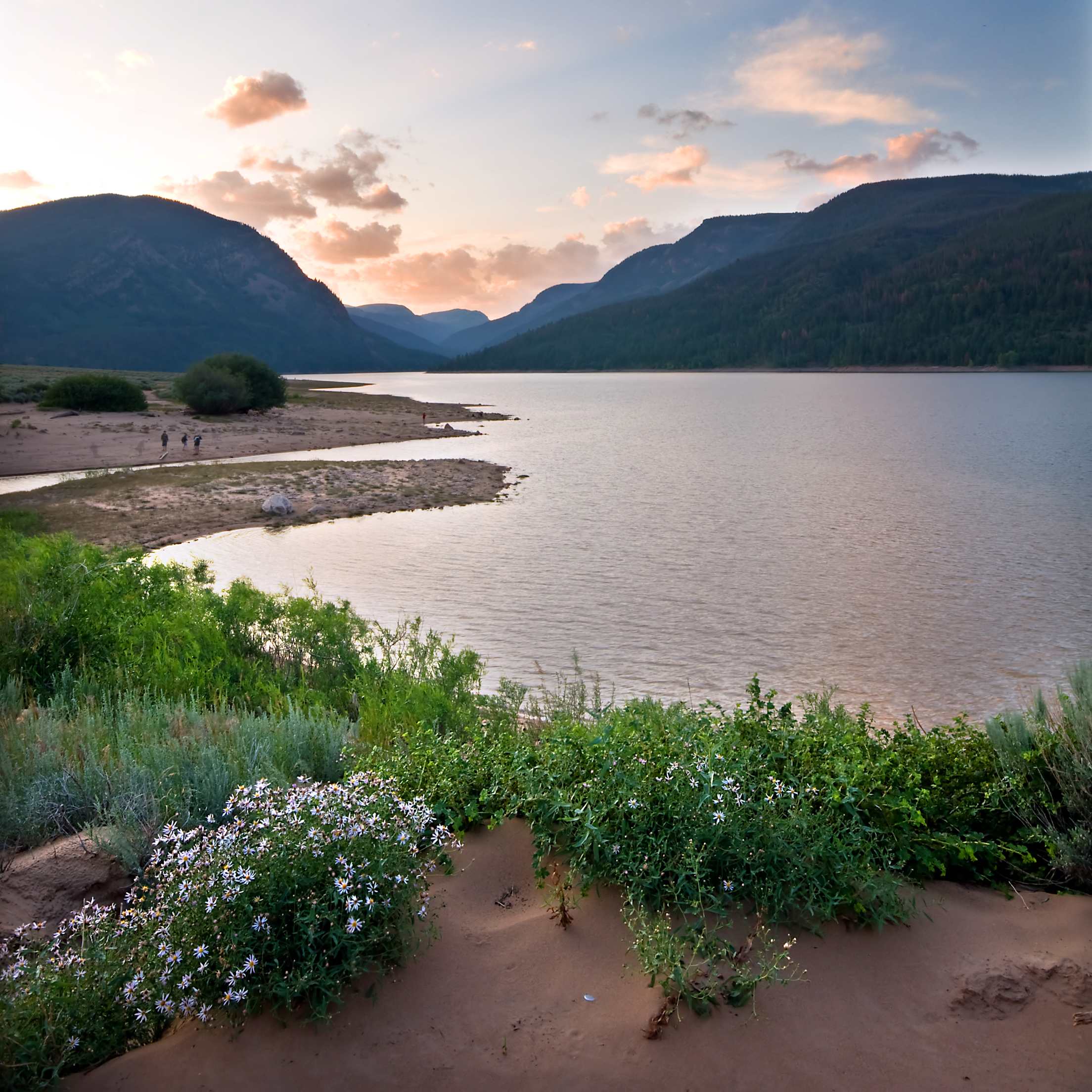 Sunrise over Moon Lake, Ashley National Forest seen from the shore.