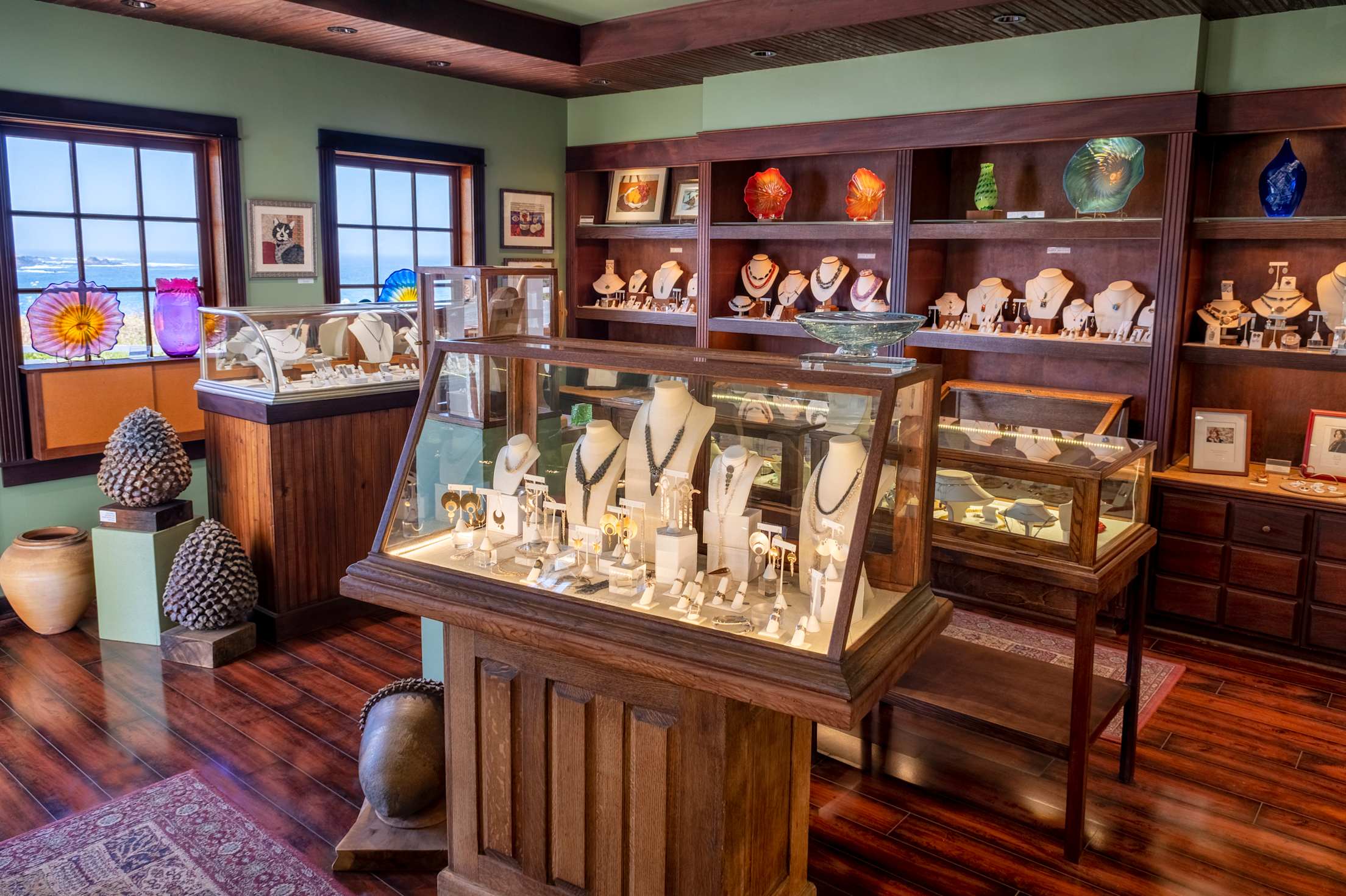 Inside the Mendocino Jewelry Studio.