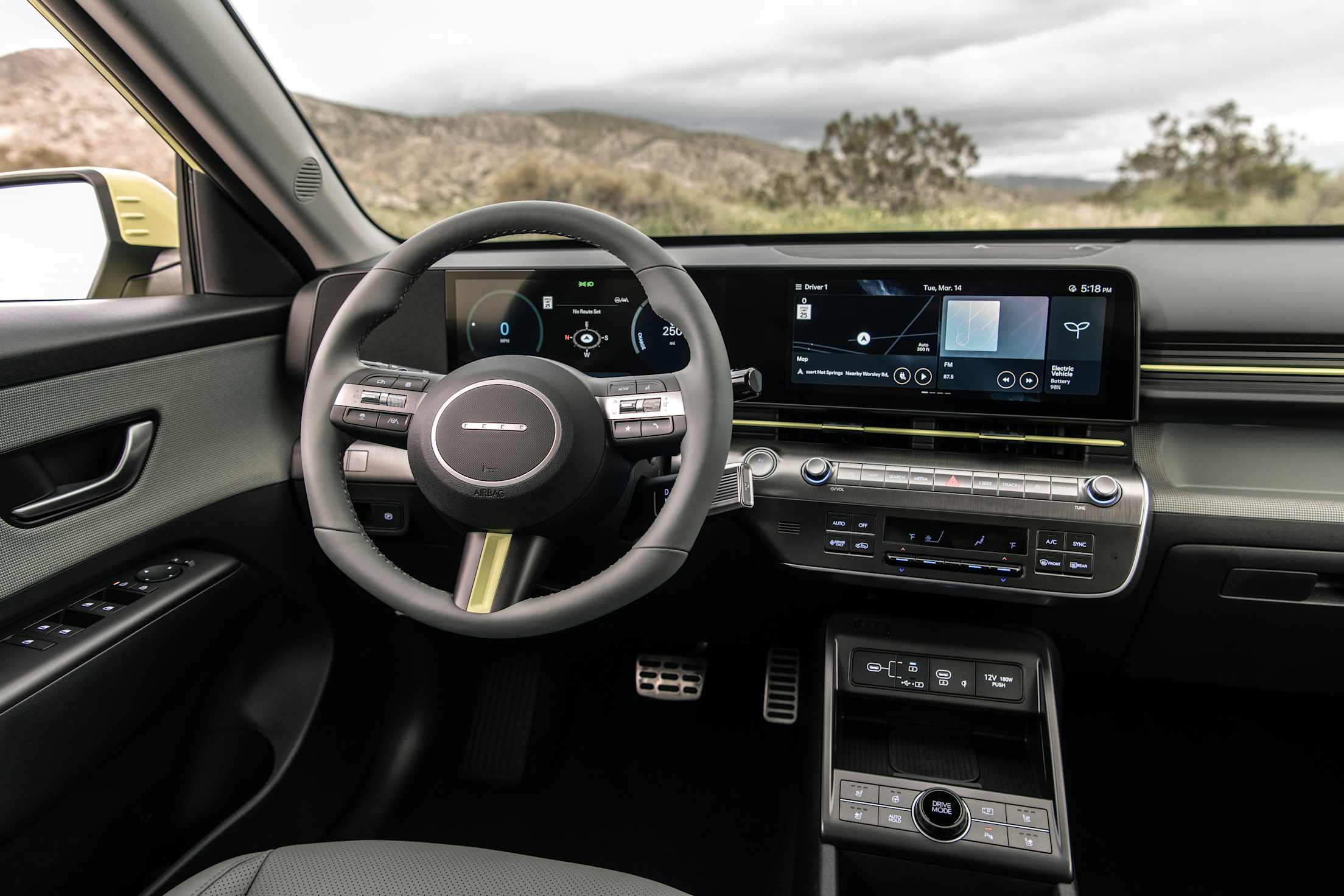 Inside the Hyundai Kona Electric.