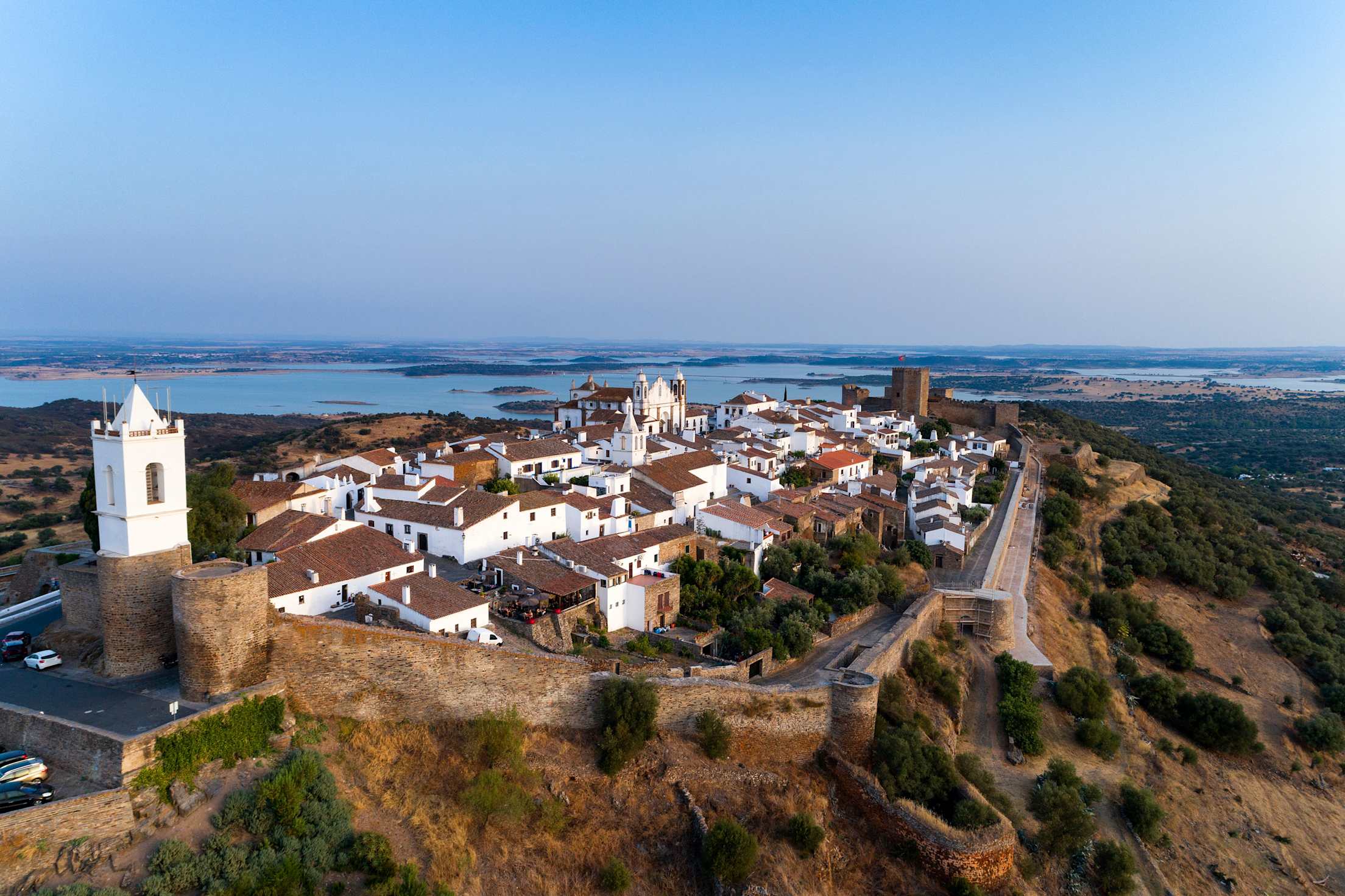 Aerial view of the village of Monsaraz in Alentejo, Portugal.