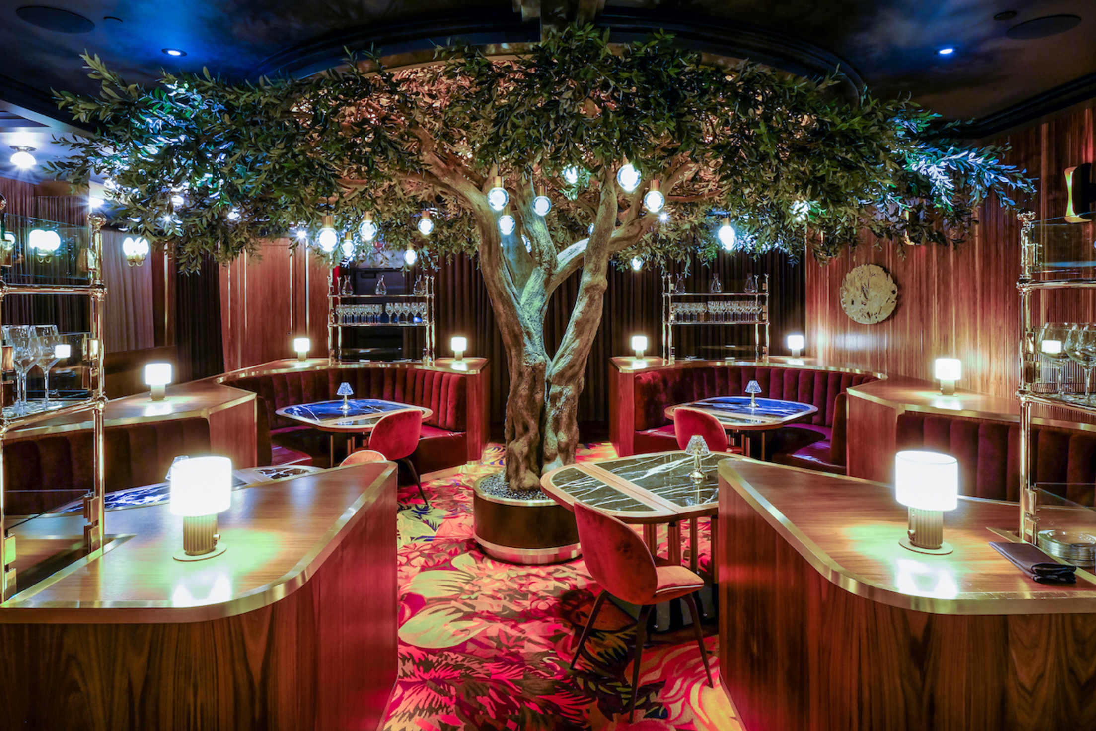 Lights shine inside the Garden Room in Barry's Downtown Prime at Circa Resort & Casino