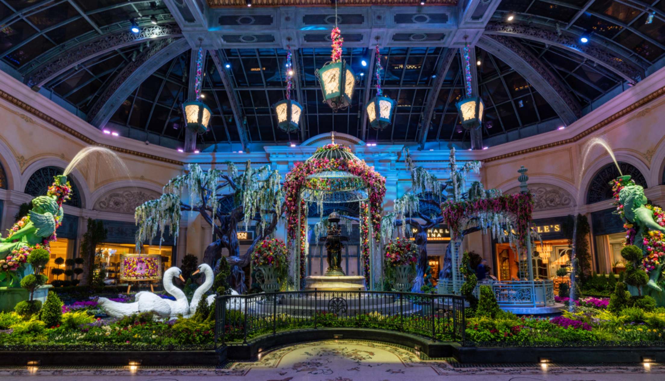 Inside the Bellagio Conservatory & Botanical Gardens “Giardino Dell’ Amore” display.