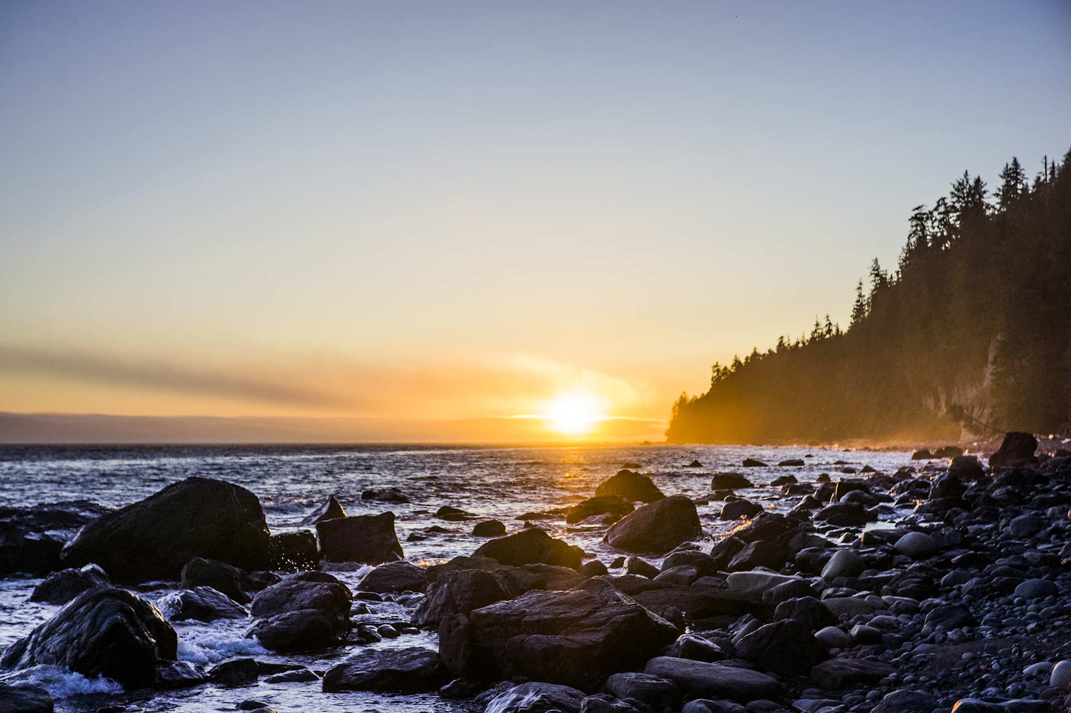 Juan de Fuca Marine Trail at sunset on Vancouver Island, B.C., British Columbia