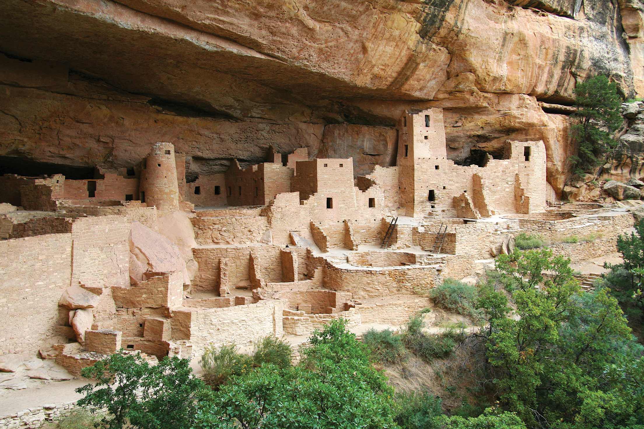 Ancient Puebloan Cliff Palace at Mesa Verde National Park.