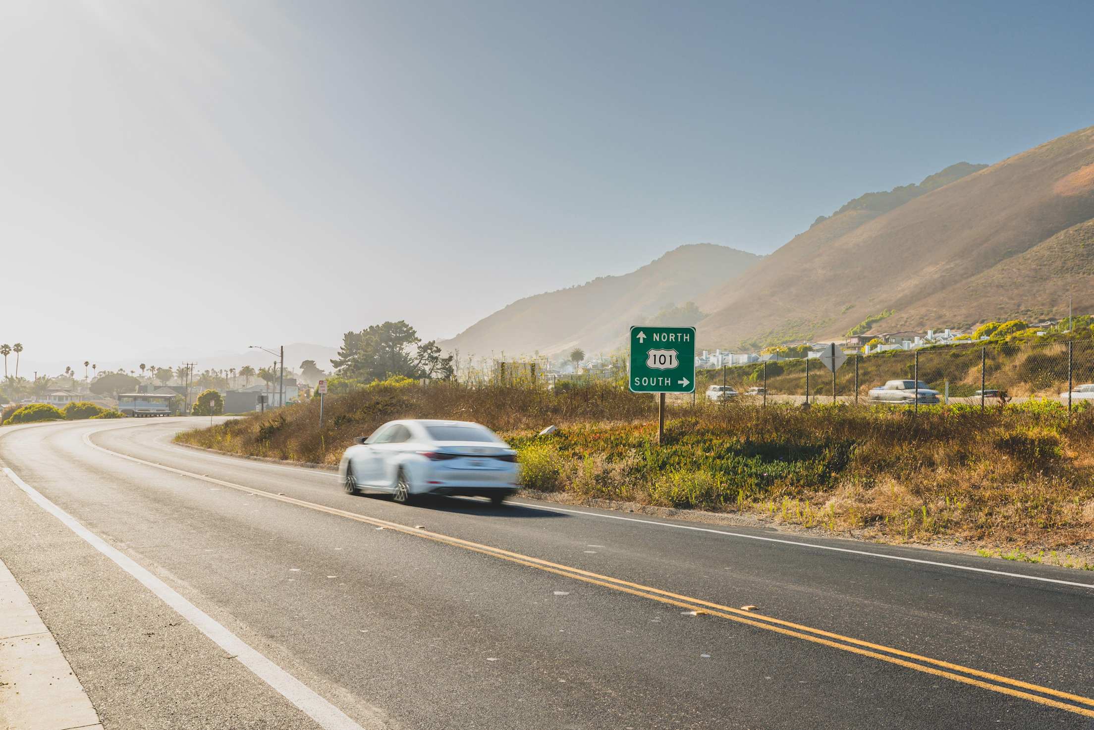 a car drives on 101 north