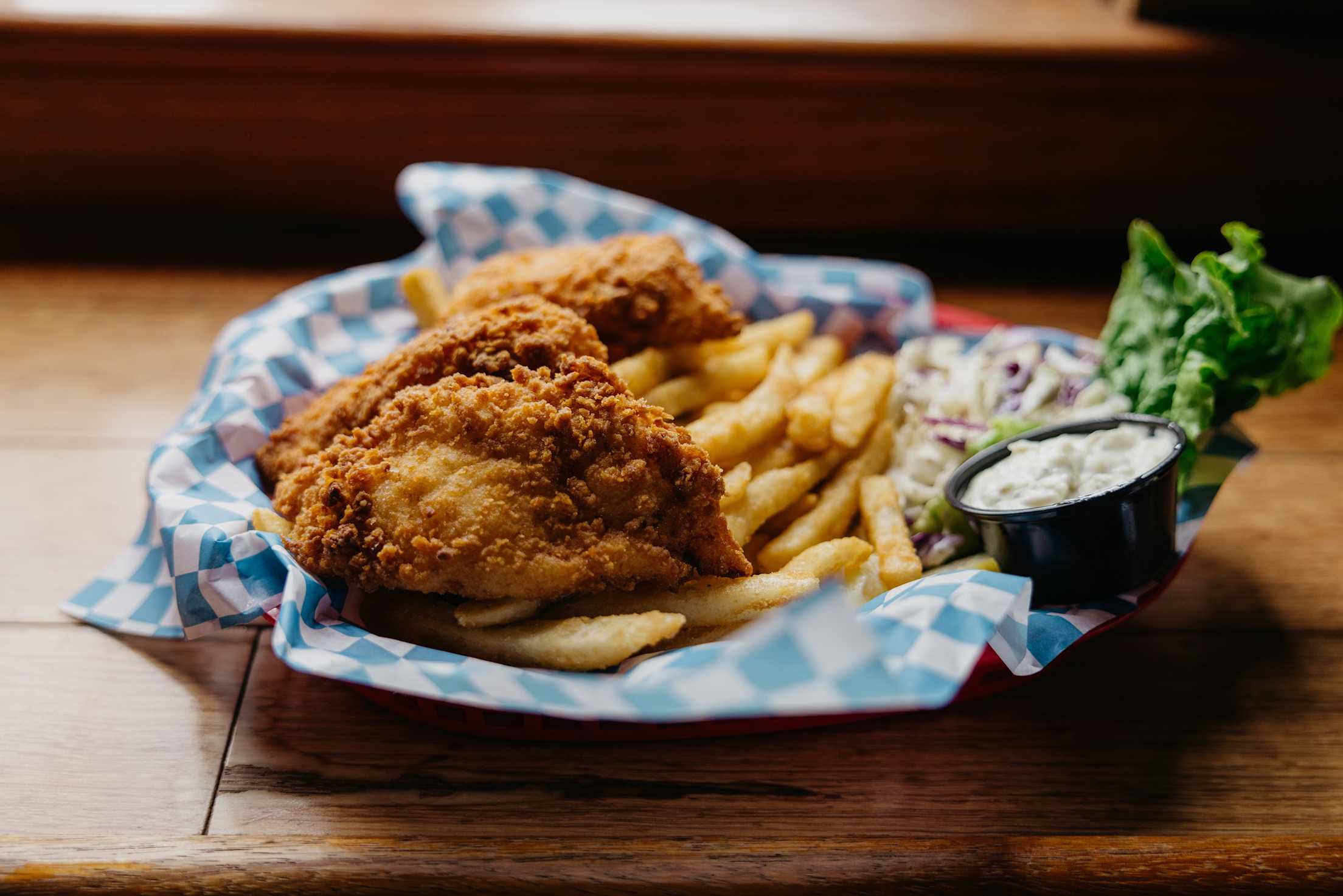 a close-up of fish and chips