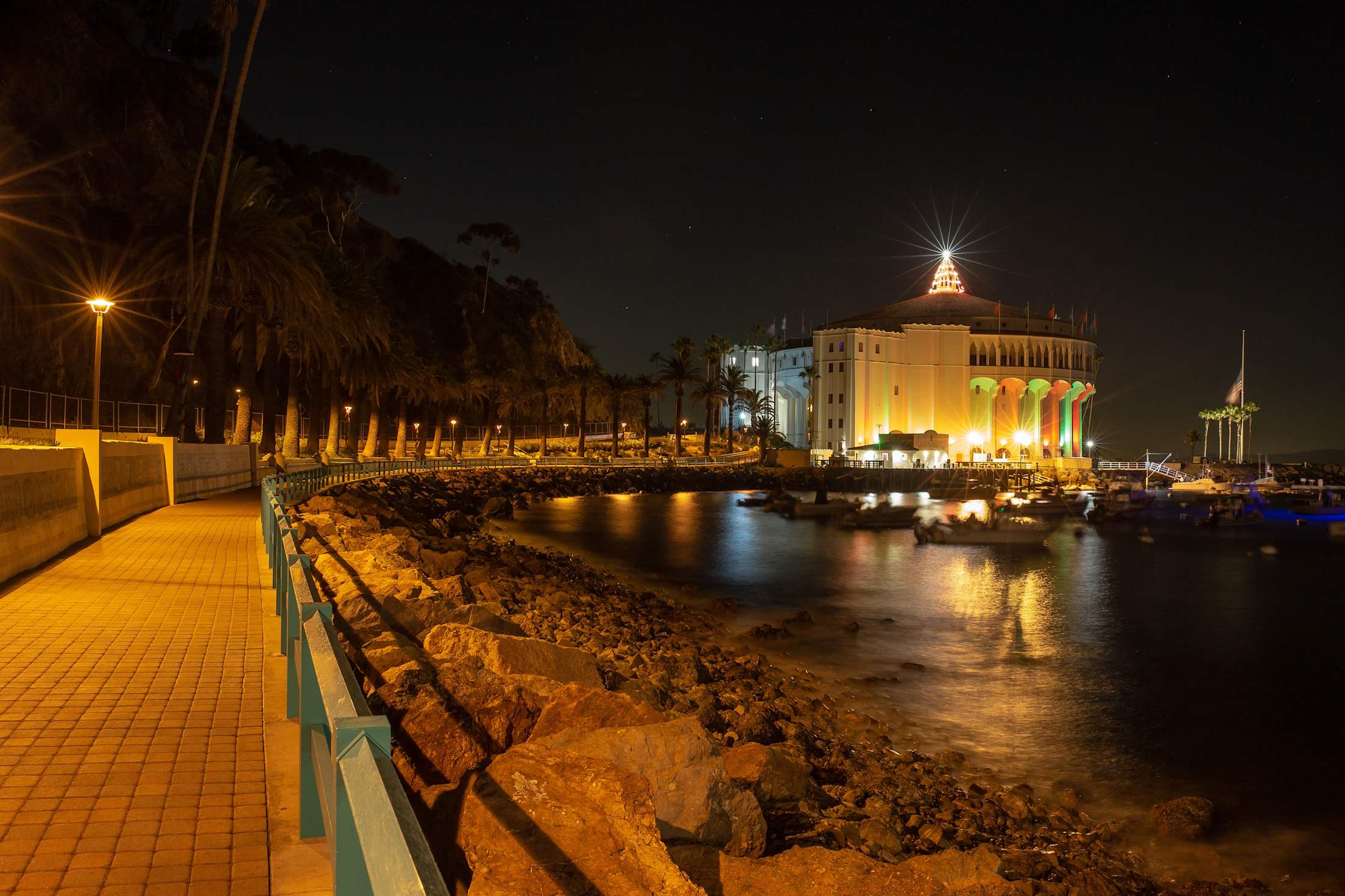 Catalina Island is seen at night