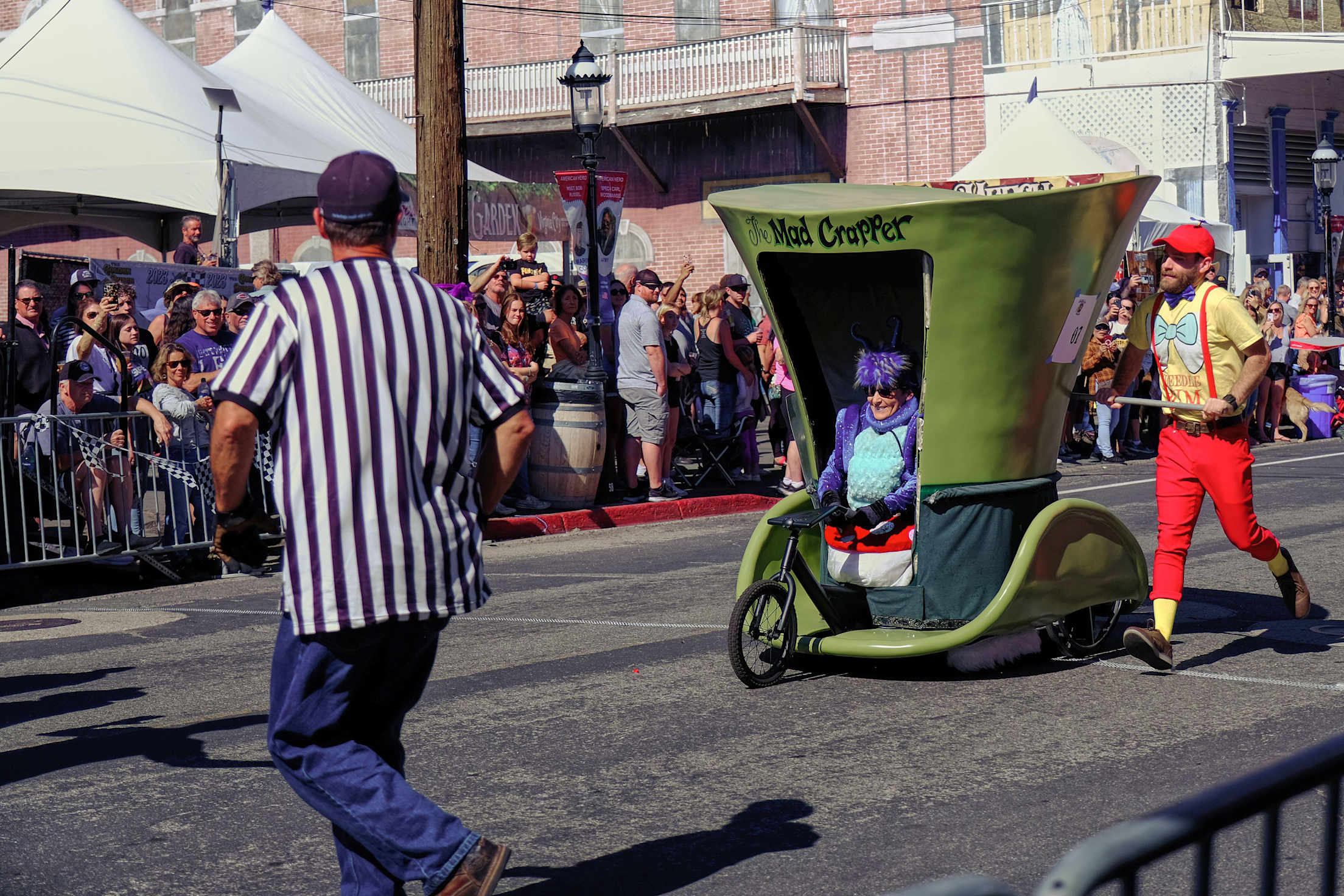 Competitors in the World Championship Outhouse Races in Virginia City, Nevada.