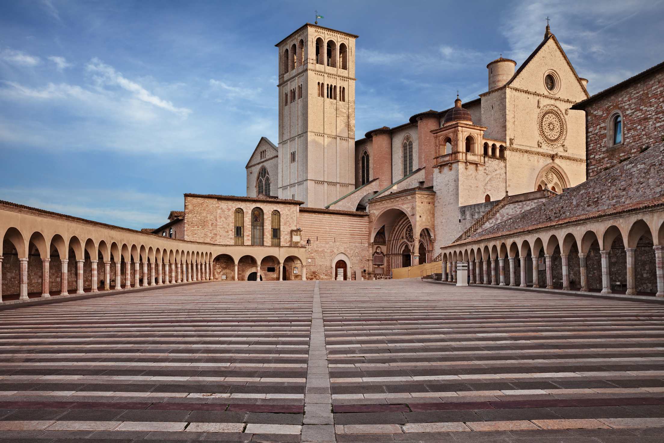 Beautiful stonework outside of the Basilica of Saint Francis in Italy.