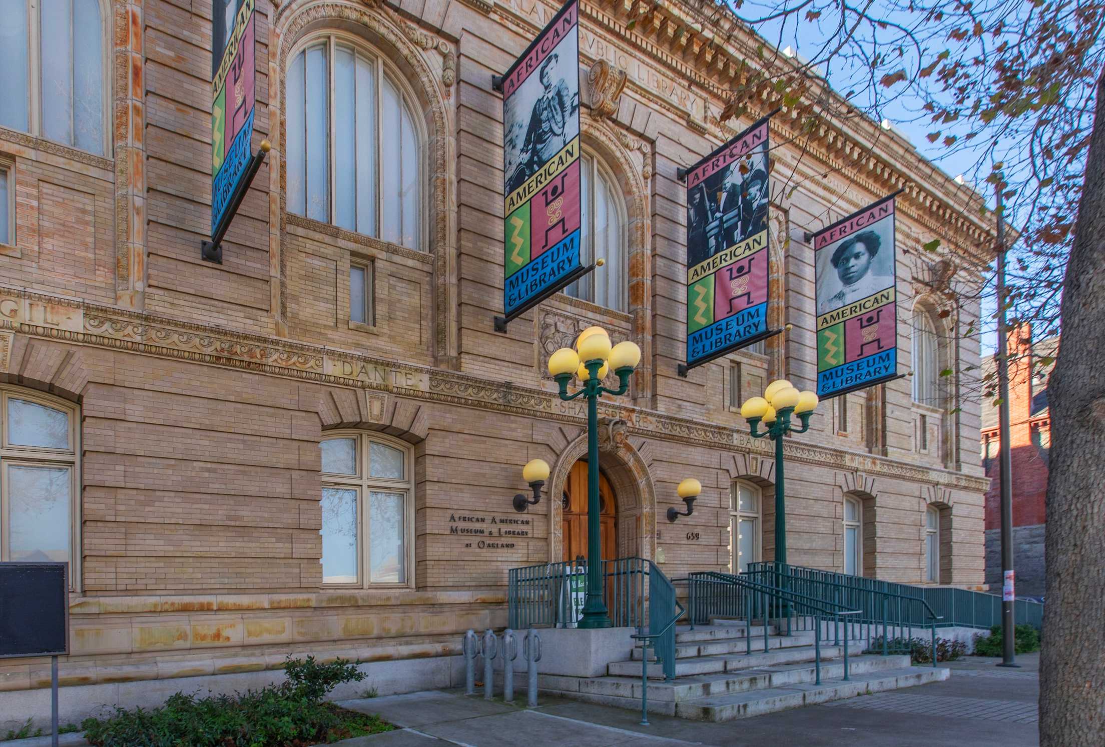 the exterior of an African American history museum in Oakland