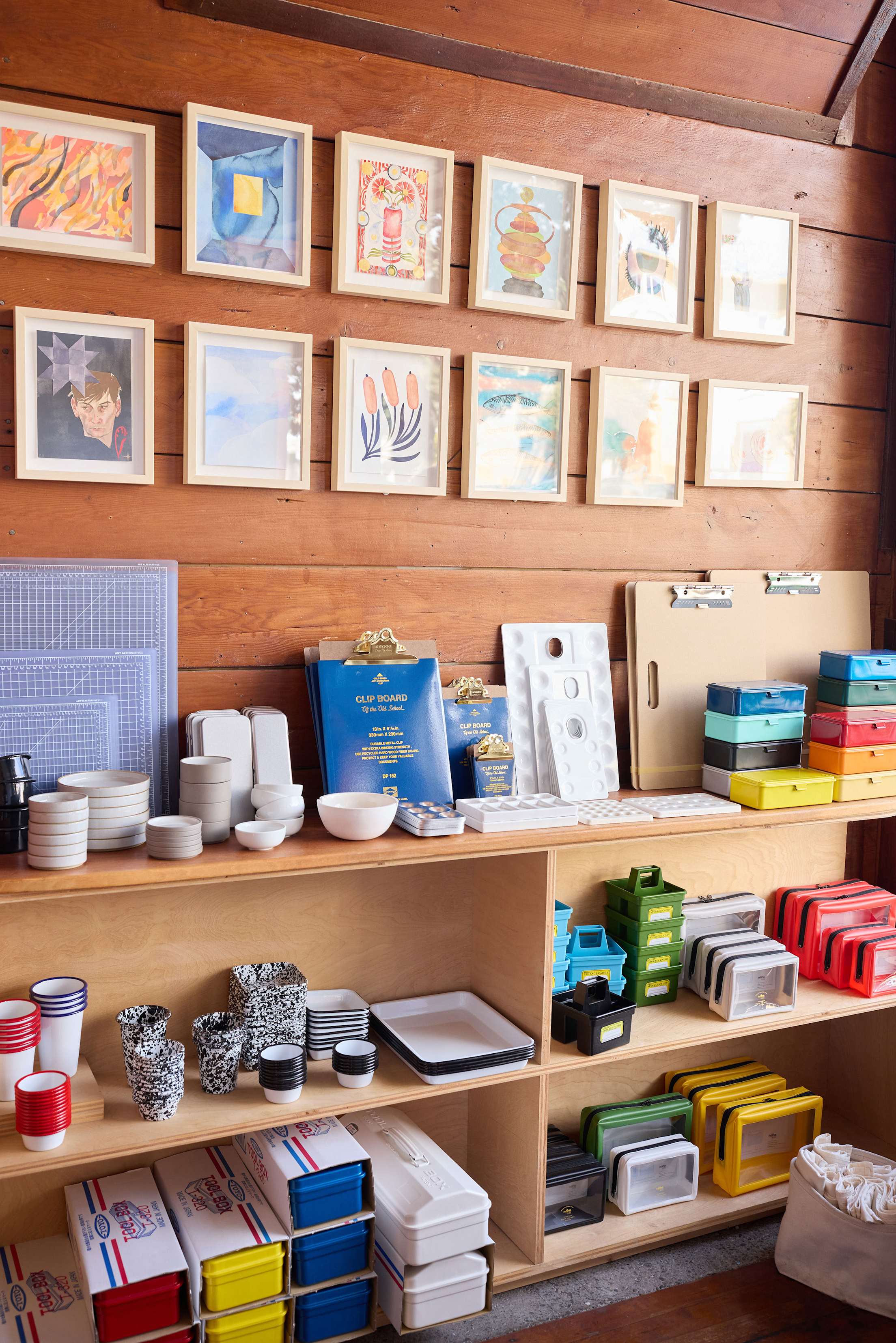 Art supplies line the shelves inside Case for Making in San Francisco's sunset district.