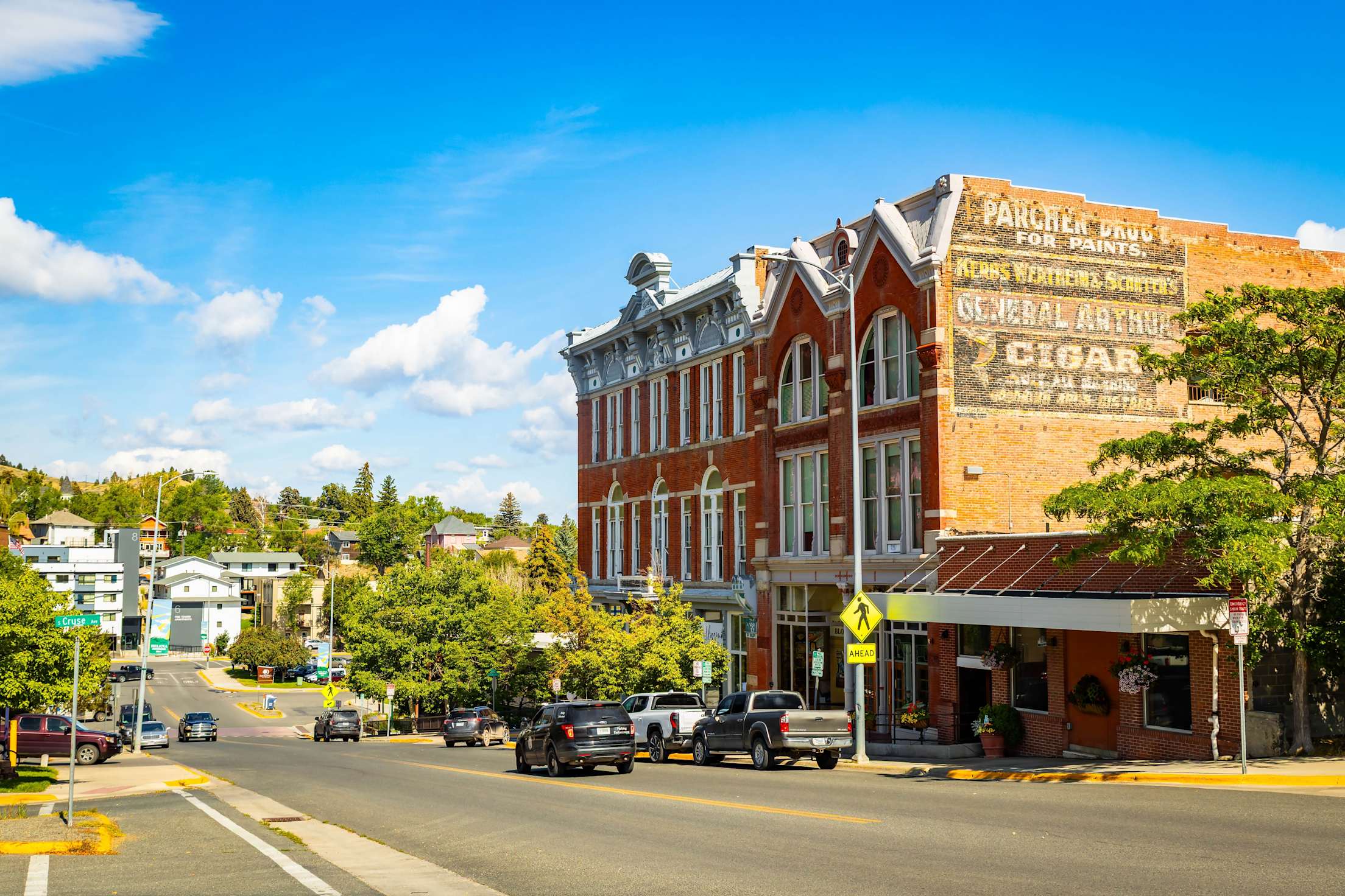 A vibrant street view in Helena, Montana, on a sunny day.