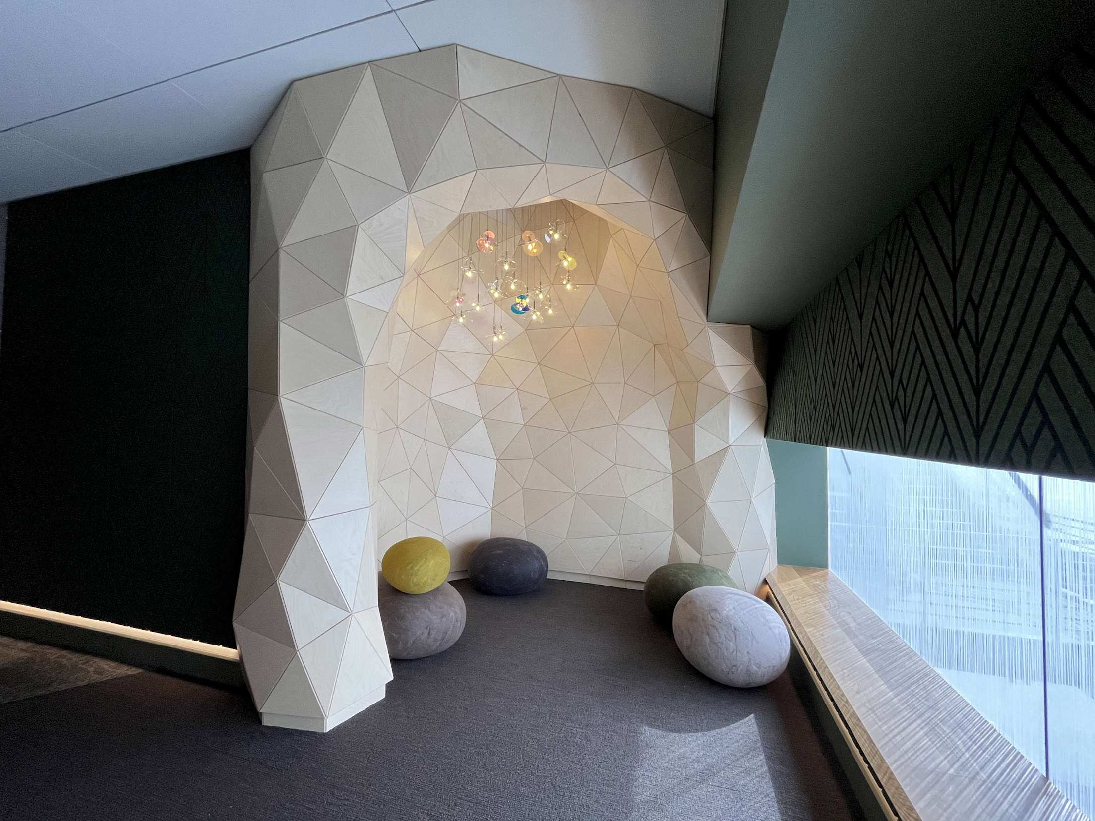 Meditation space inside the sensory room at the San Francisco International Airport (SFO).