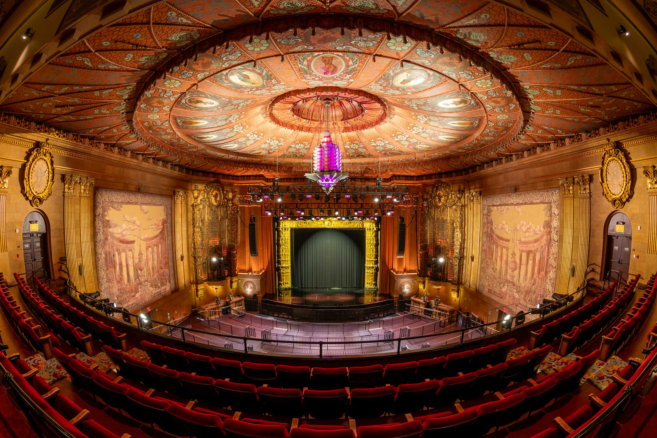 an ornate ceiling is shown at the Castro Theater, a recently restored movie palace in San Francisco