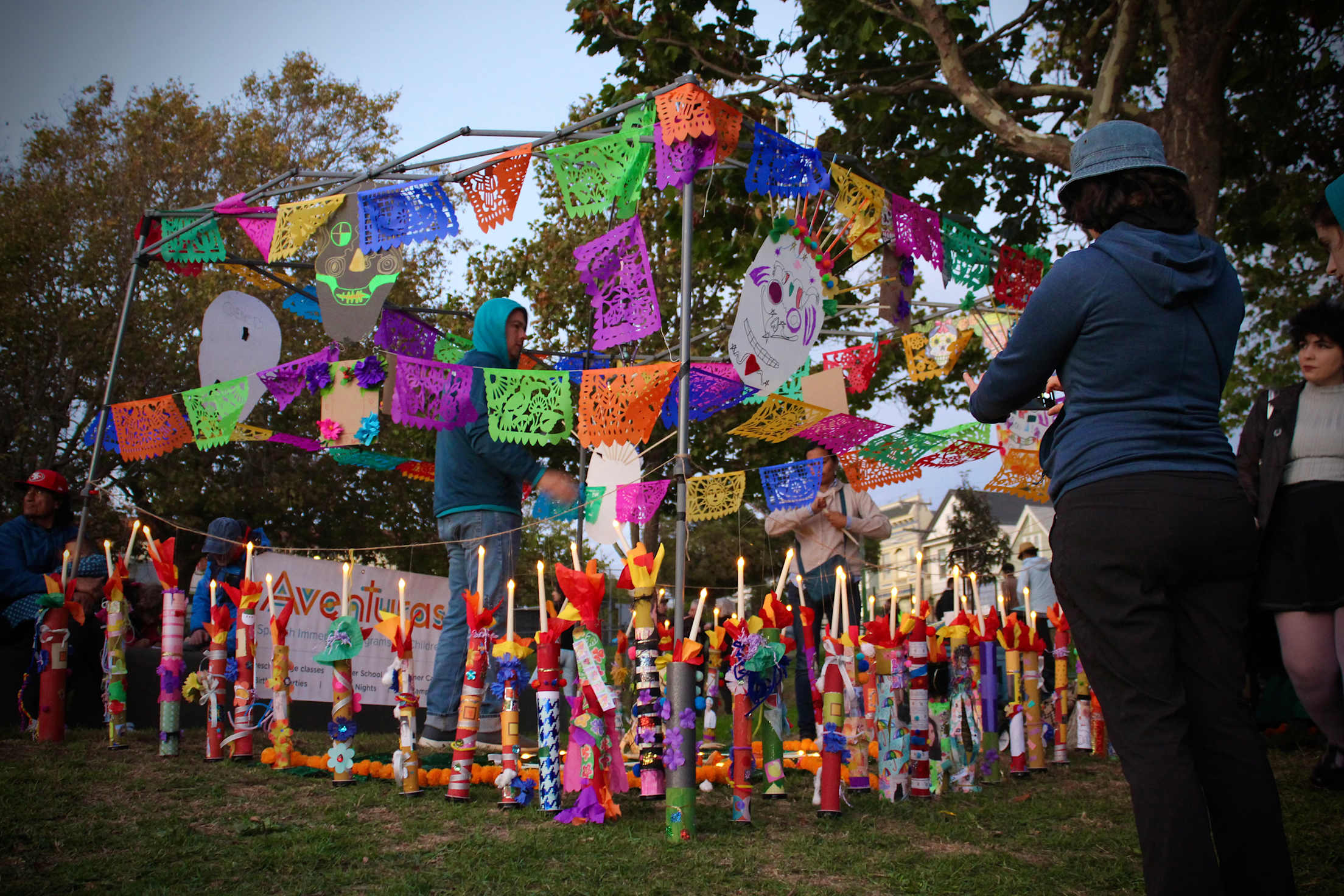a colorful altar for day of the dead