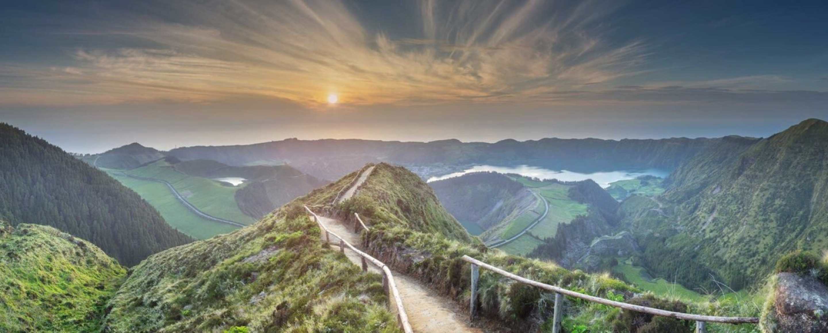 Stunning mountain view with meandering trail for miles