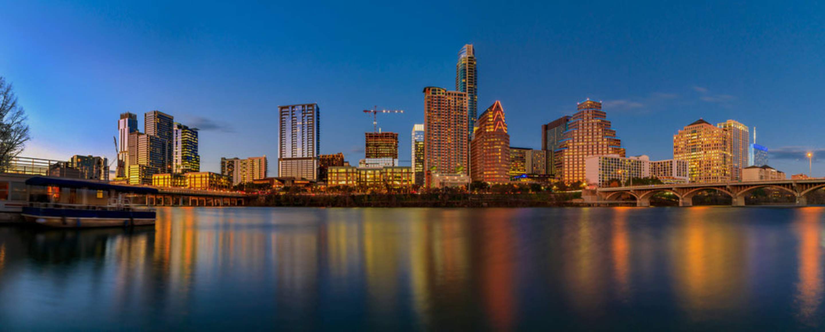 panorama with downtown high rises in austin