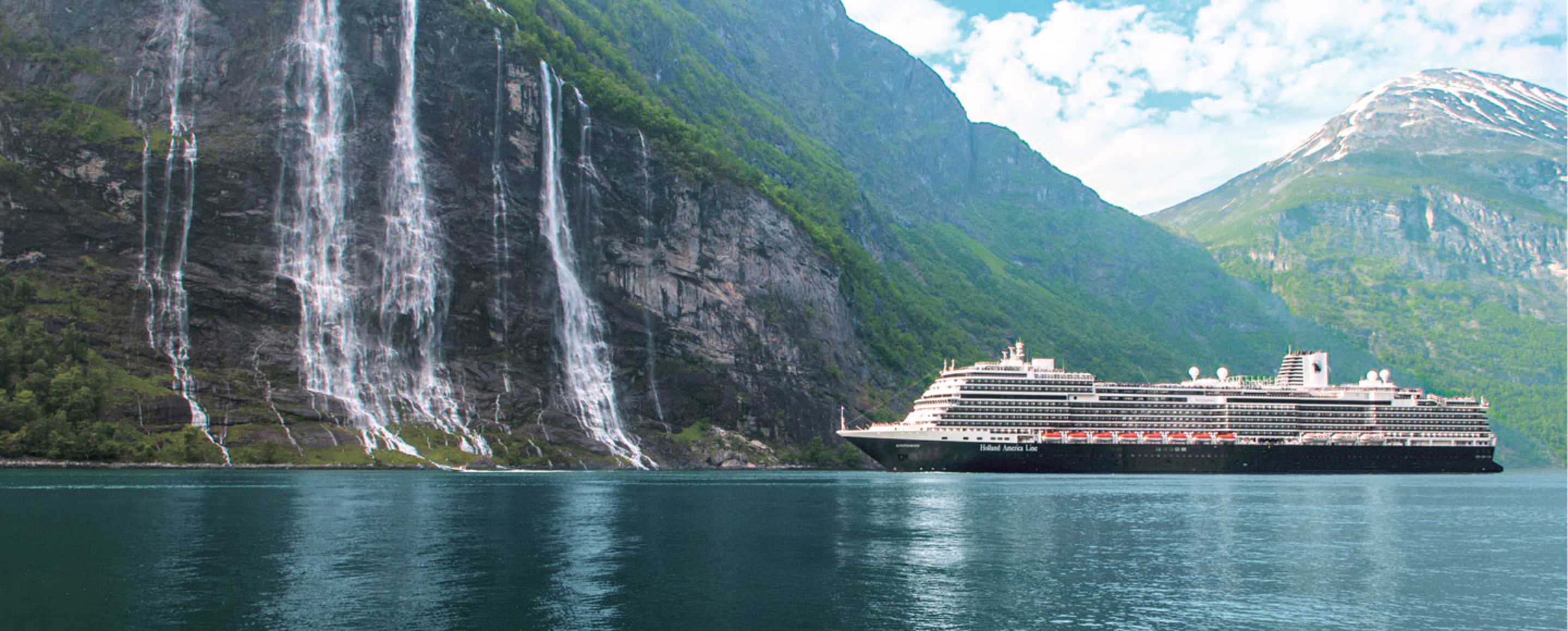 holland america line ship at geiranger fjord