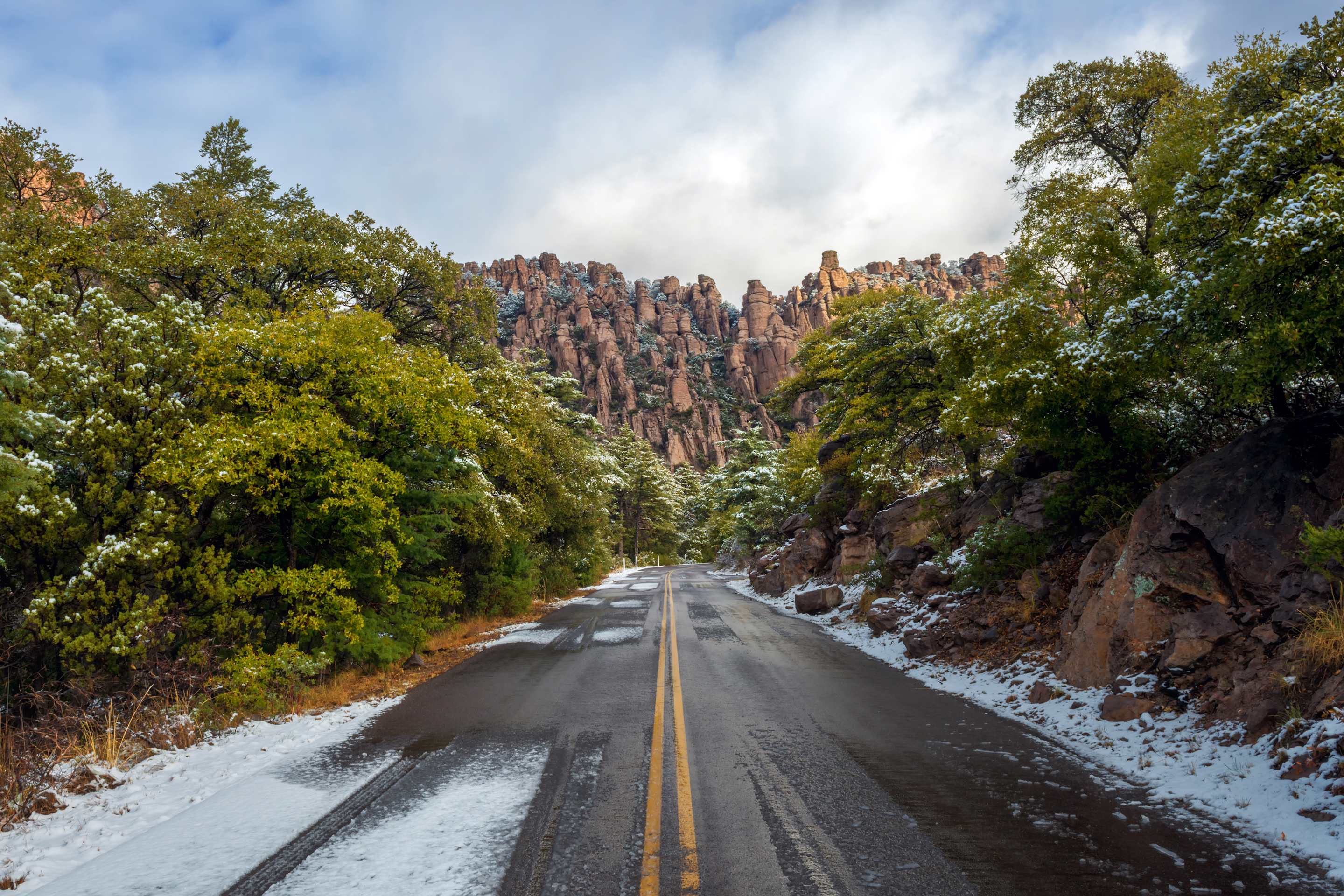 Chiricahua HooDoos in the snow in Chiricahua National Monument, Arizona.