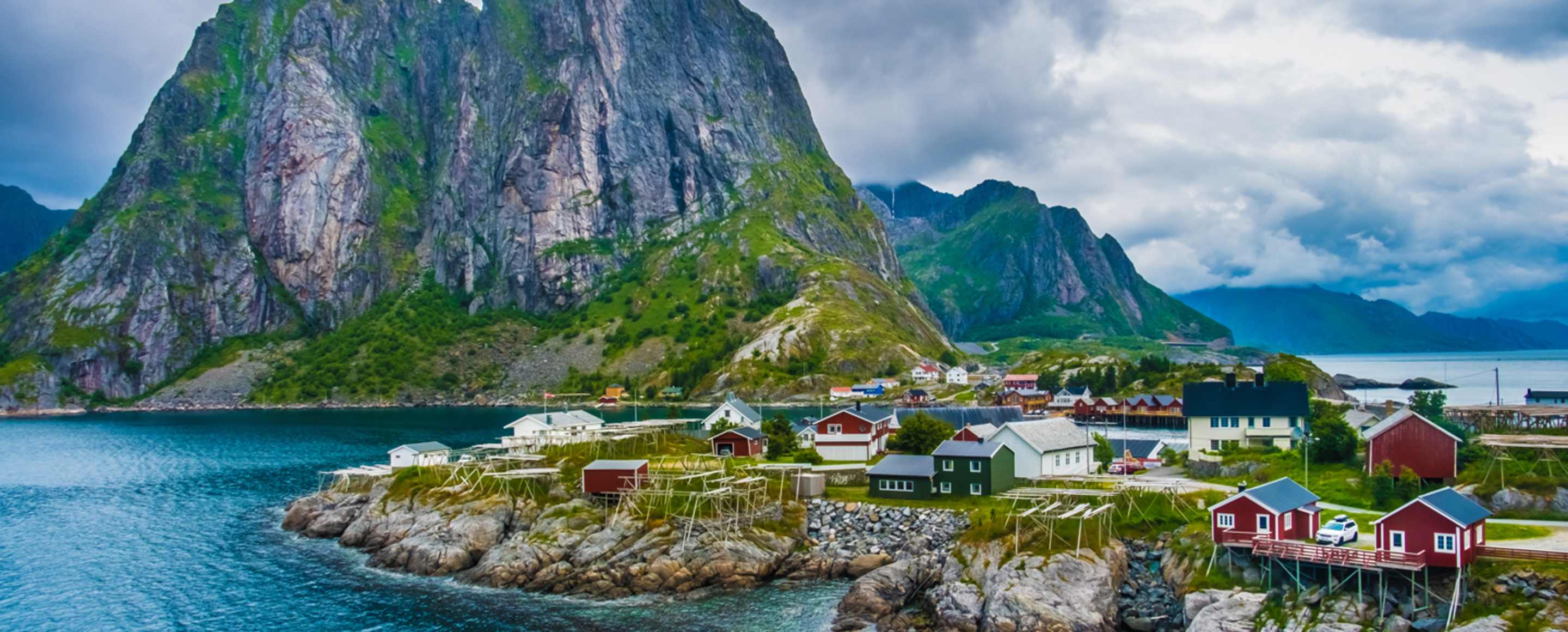 village and waterscape in norway