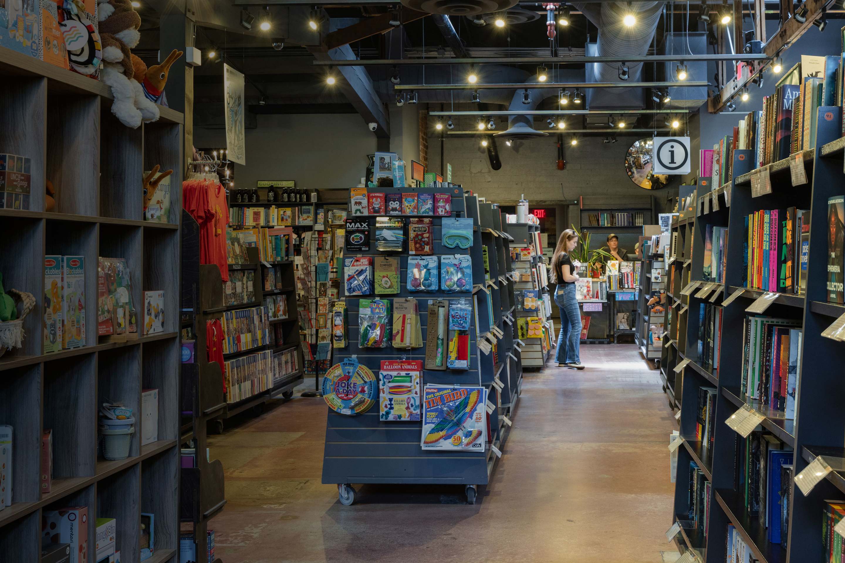 The children's books section at an independent bookstore