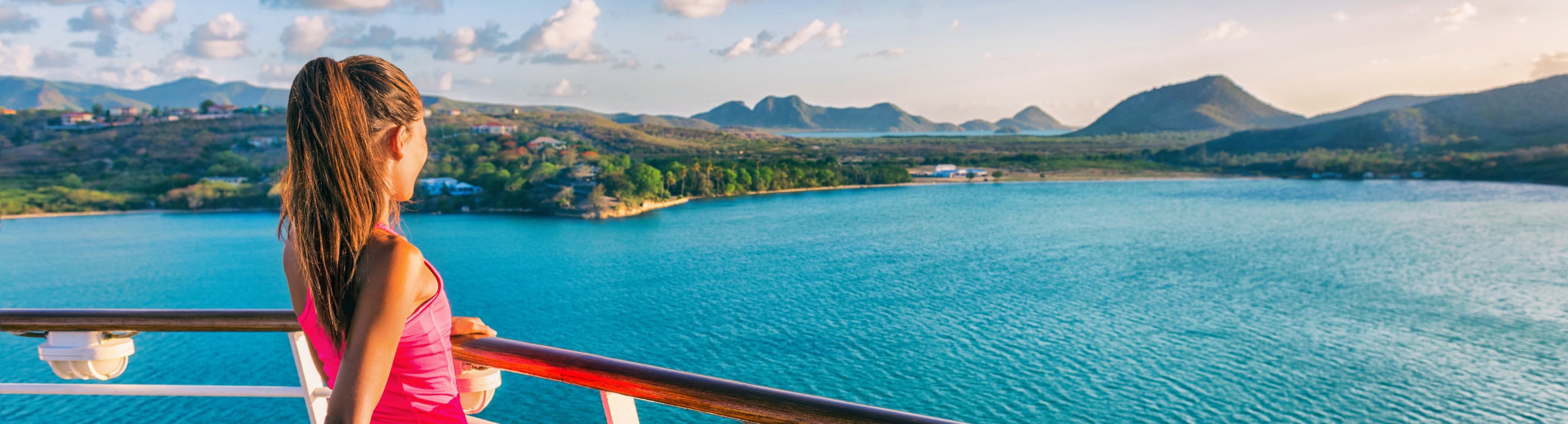 Woman looking out over Caribbean 