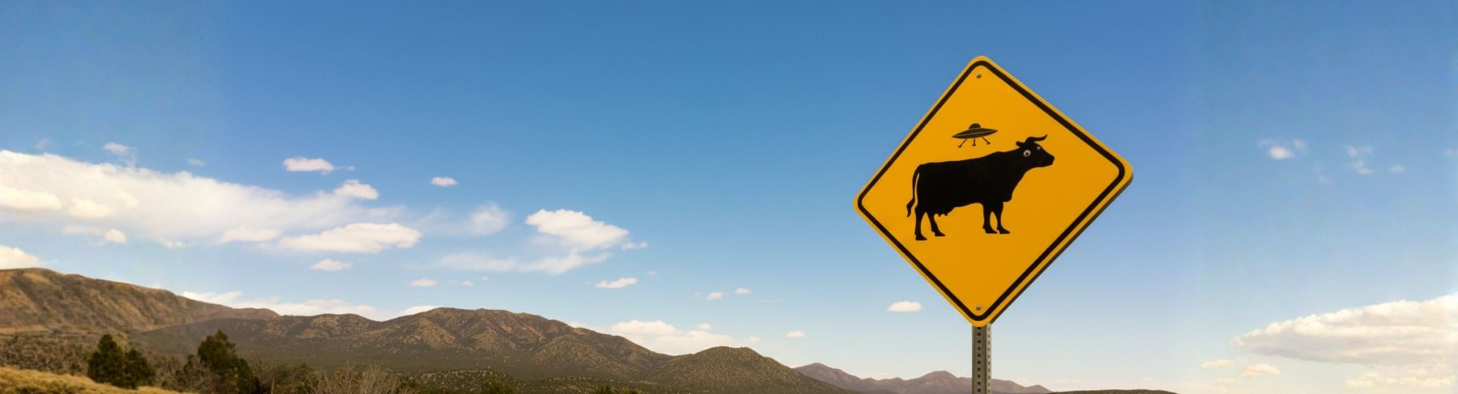 Route 66 Cow and alien sign