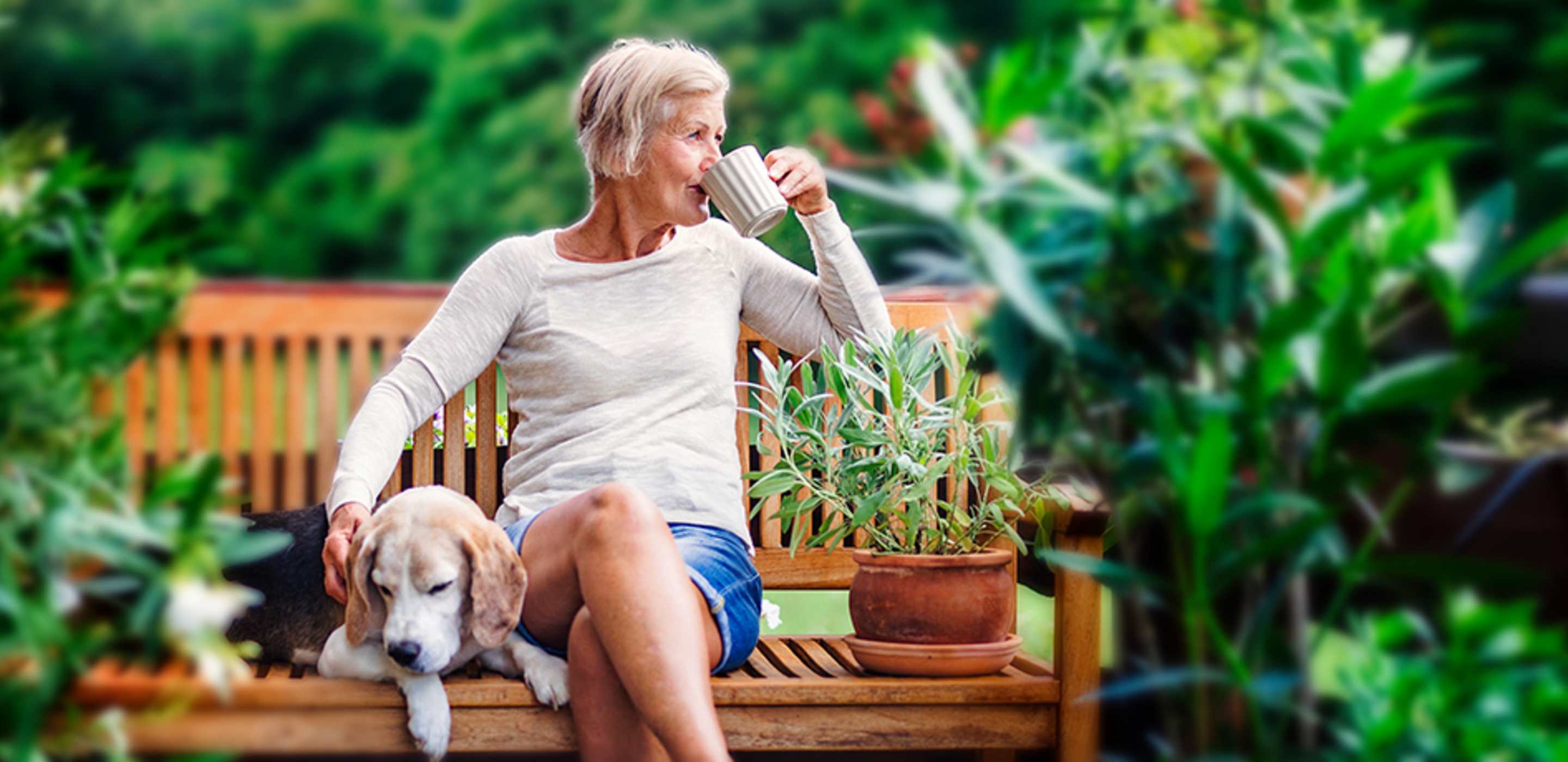 A AAA member and her dog enjoying a quiet morning.